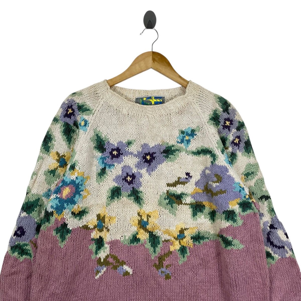 Vintage Vintage Floral Art Knitwear Sweater Size L / US 10 / IT 46 - 2 Thumbnail
