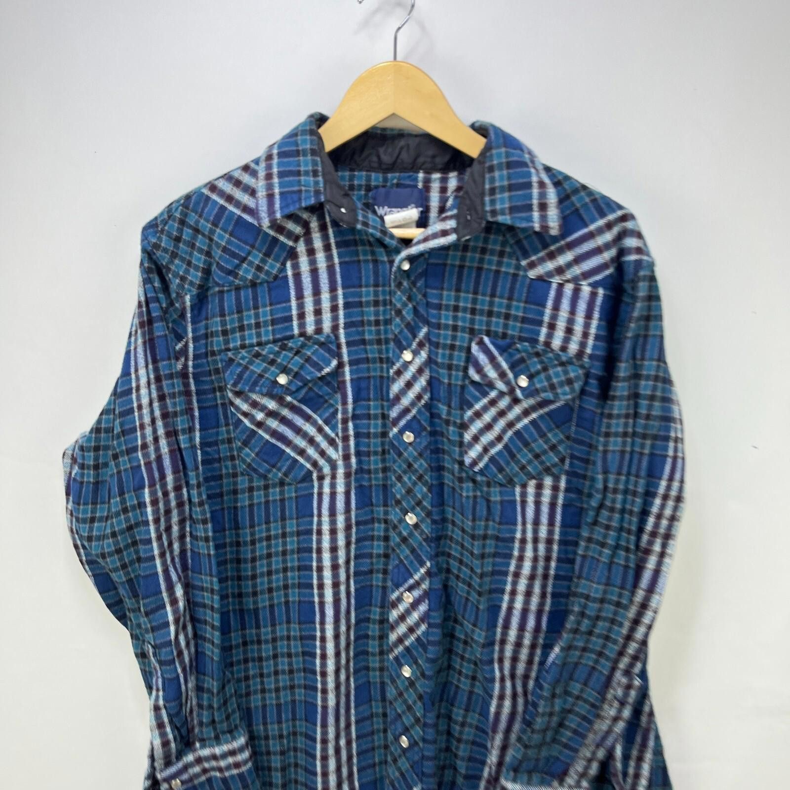 Wrangler Vintage Wrangler Plaid Snap Button-Up Long Sleeve Shirt XLT Size US XL / EU 56 / 4 - 2 Thumbnail