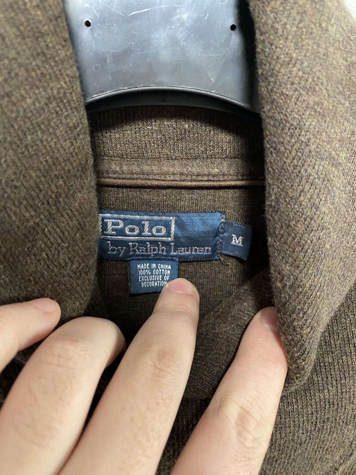 Polo Ralph Lauren × Vintage POLO RALPH LAUREN Shawl COLLAR Knit Sweater M Brown Cotton Size US M / EU 48-50 / 2 - 3 Thumbnail