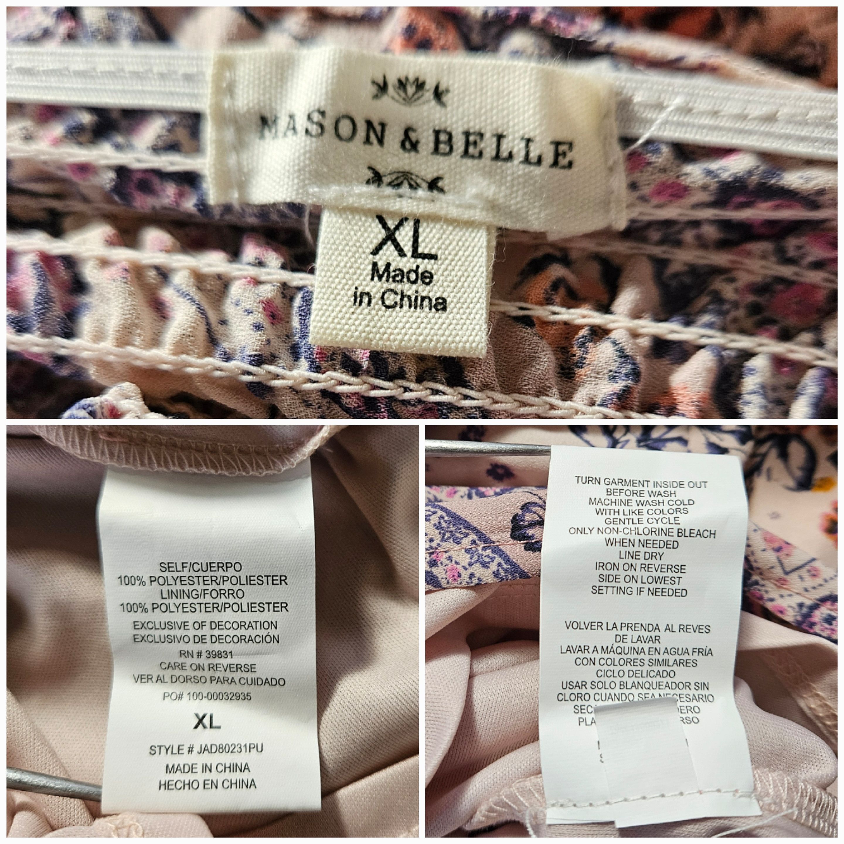 Other Mason & Belle Size XL Dress Floral Off Shoulder Smocked Line Size XL / US 12-14 / IT 48-50 - 8 Thumbnail