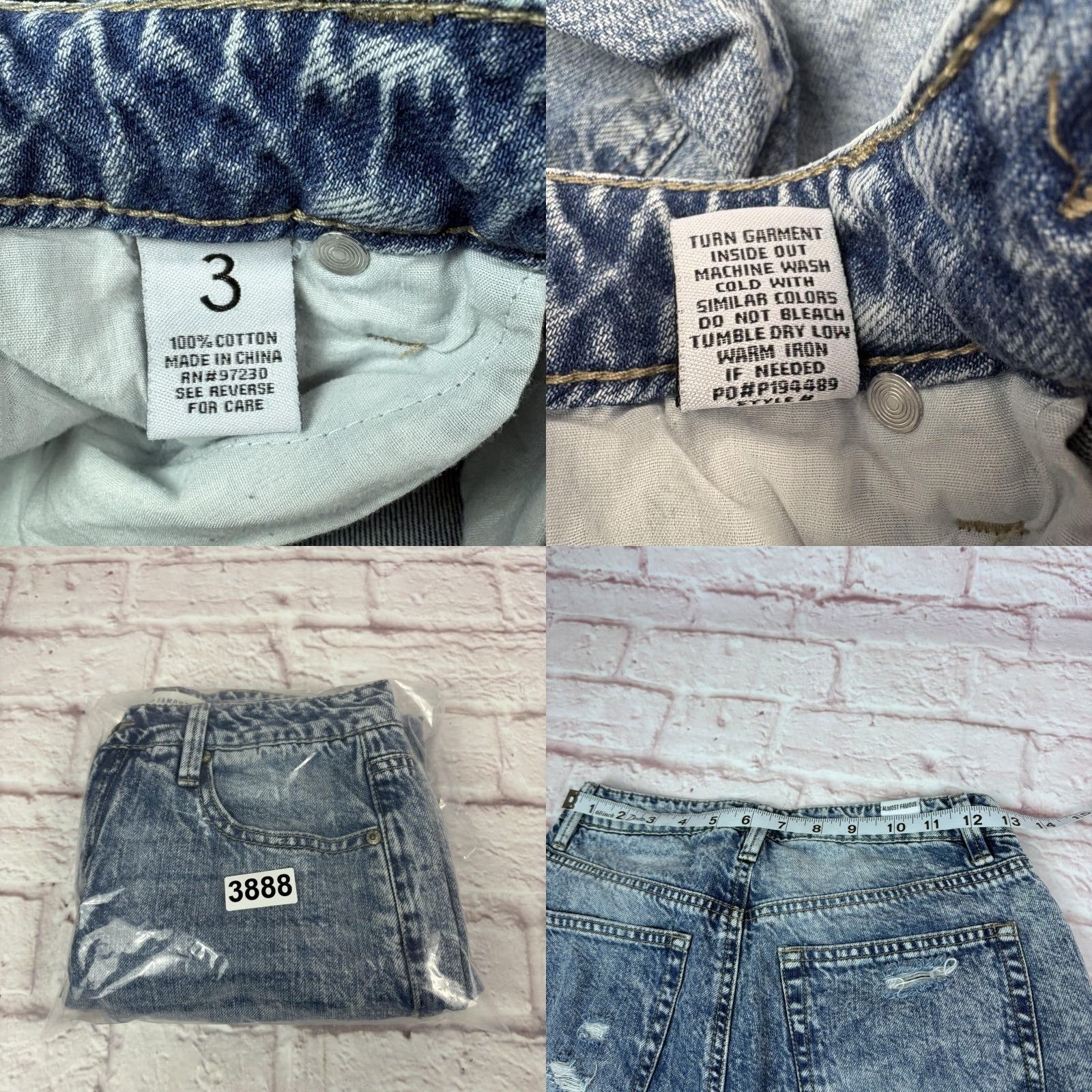 Almost Famous Almost Famous Jeans Juniors Relaxed Straight Denim Acid Wash Distressed 5-Pocket Blue 3 Jeans Size 26" / US 2 / IT 38 - 8 Thumbnail
