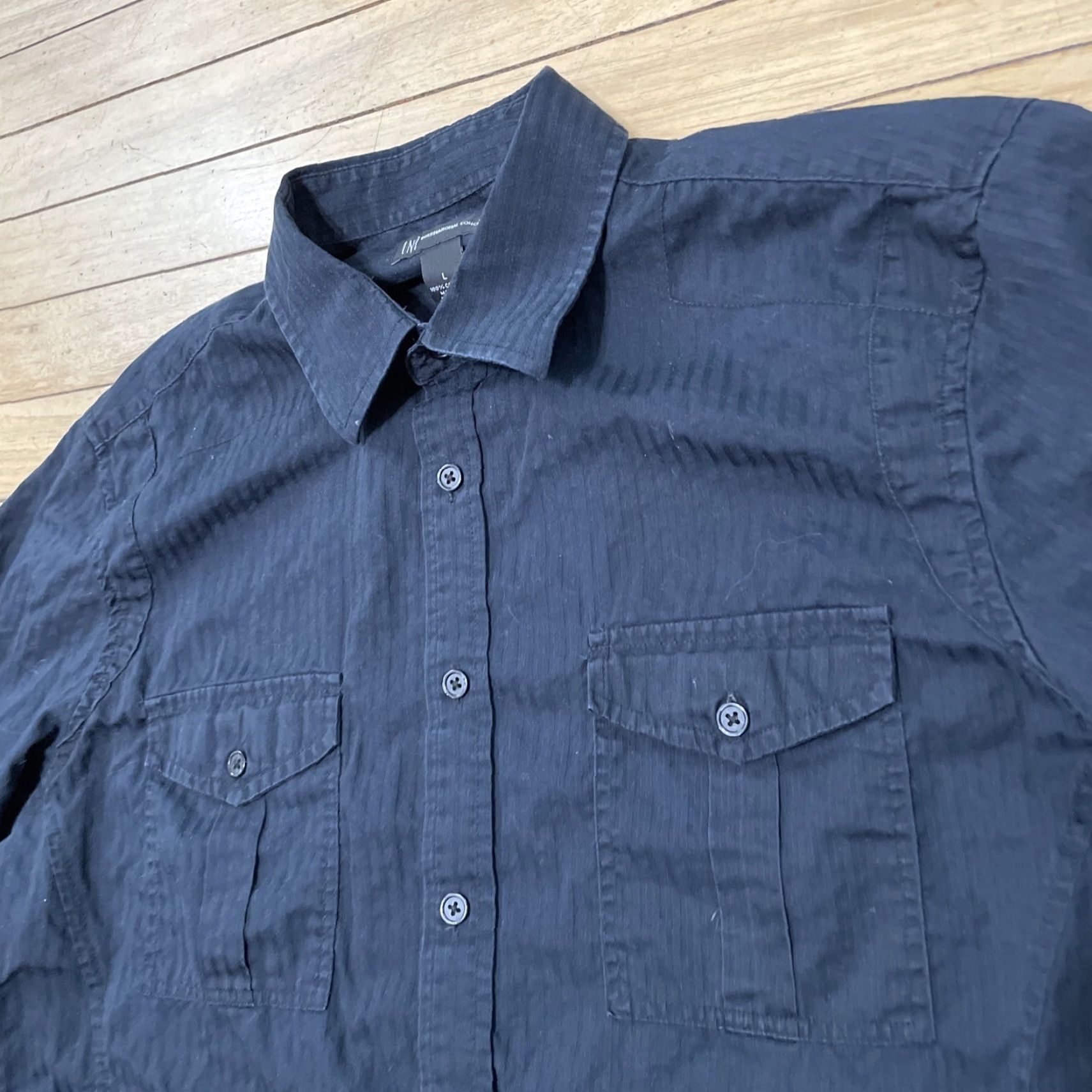 Vintage INC International Concepts Button Shirt Men L Black Preppy Western Military Shirt Button-Up Casual Size US L / EU 52-54 / 3 - 4 Thumbnail