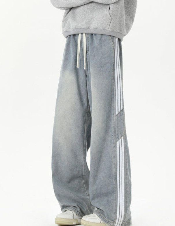 Jean Men's American Retro Washed Loose Straight Leg Jeans Size US 32 / EU 48 - 2 Thumbnail