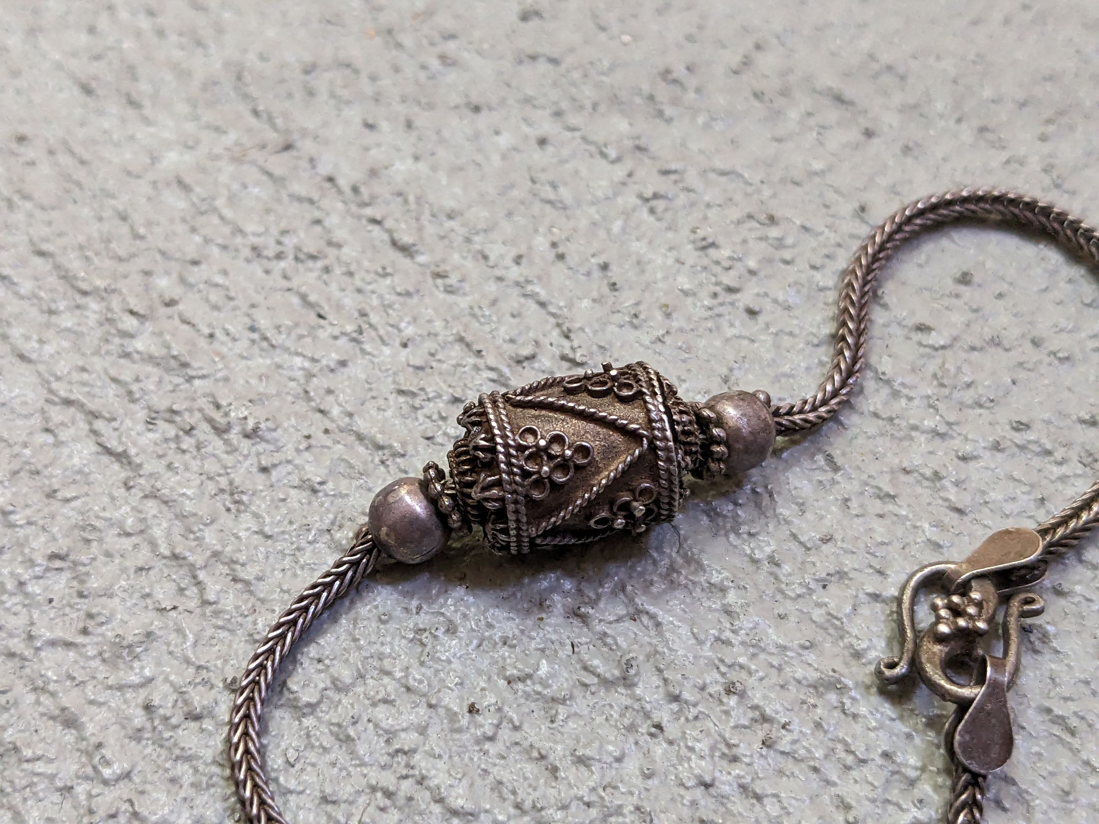 Jewelry × Vintage Vintage Sterling Silver Bracelet 7.25" Wheat Foxtail Bead Size ONE SIZE - 9 Thumbnail