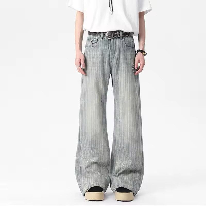 Japanese Brand Vertical Nail Button Washed Jeans Striped Size US 30 / EU 46 - 2 Thumbnail