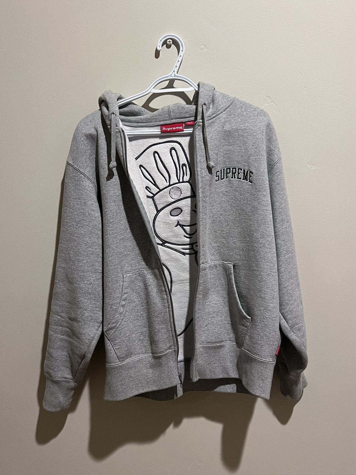 image of Supreme X Doughboy Zip Up Hoodie in Grey, Men's (Size Small)