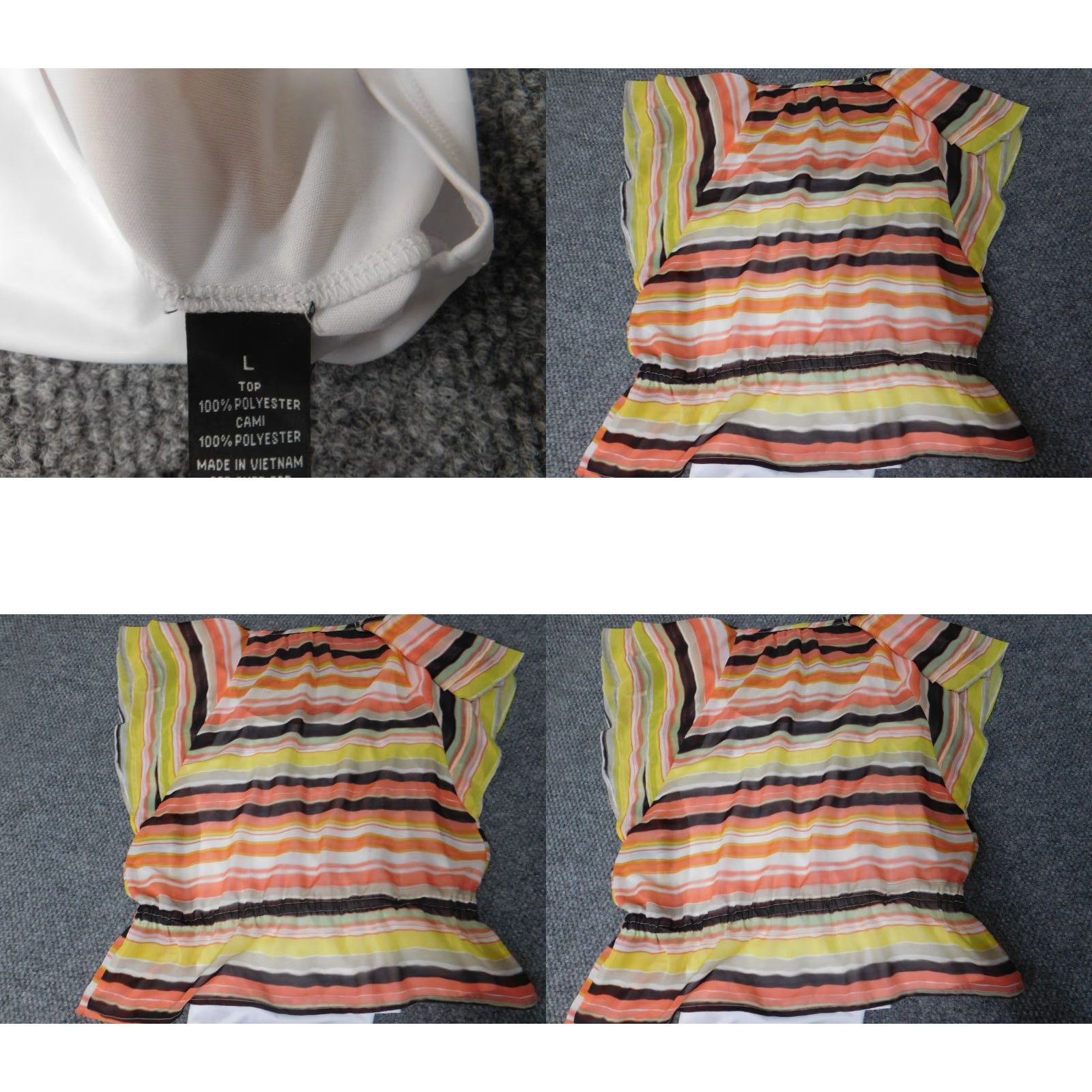 Vintage AGB Blouse Shirt Women Large Orange Stretch Pullover Casual Polyester Rayon Sleeveless Collared Ruffle Size L / US 10 / IT 46 - 8 Thumbnail