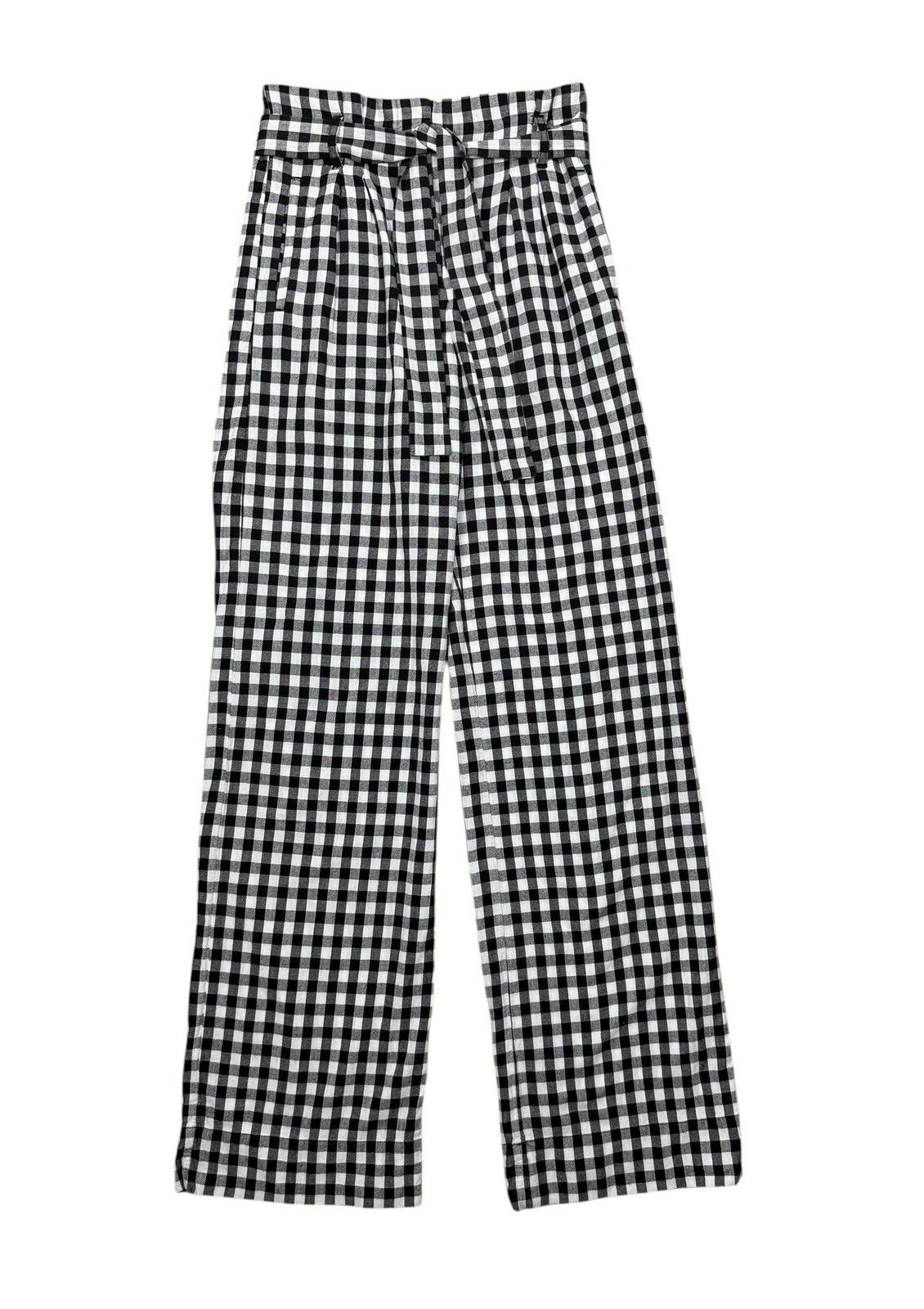 Sezane Sezane Plaid Pattern Cotton Pants Belted Wide Leg size 34 Size 25" / US 0 / IT 36 - 9 Thumbnail