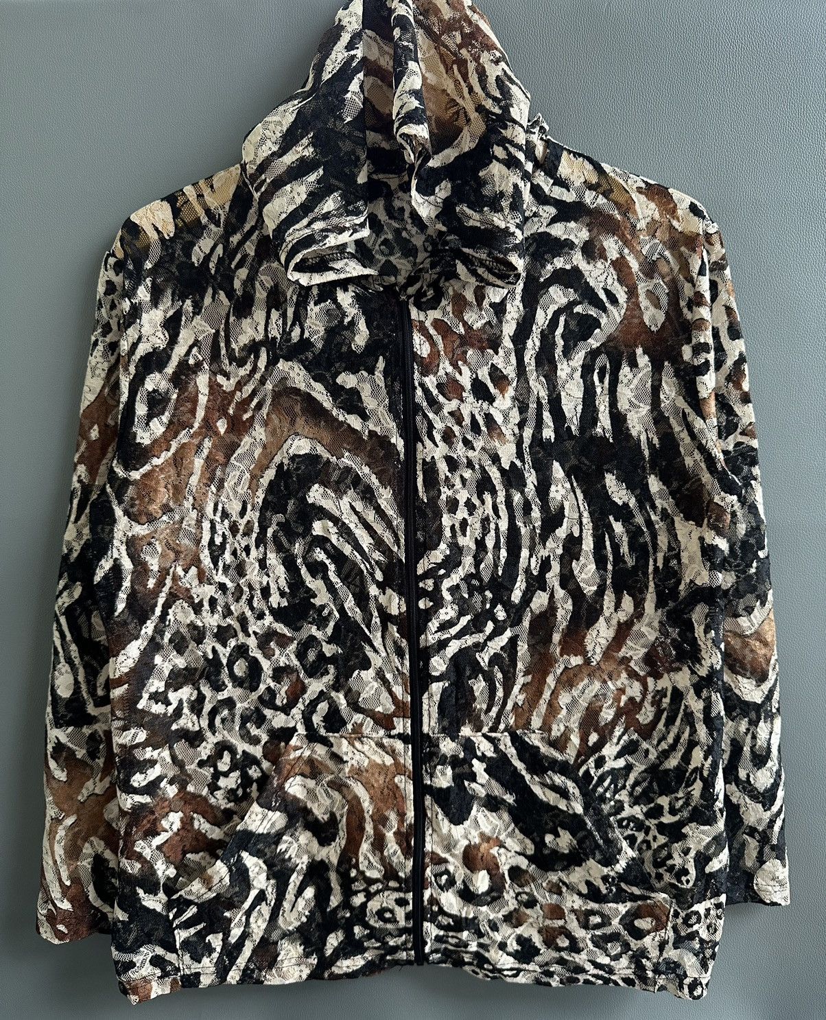 JAPANESE TIGER ABSTRACT TRANSPARENT ZIP HOODIE GRUNGE STYLE