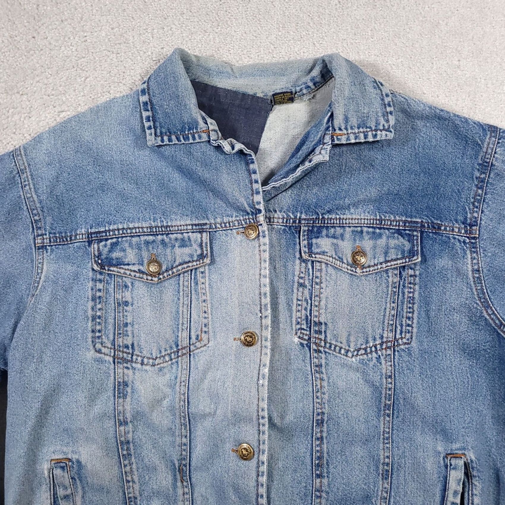 Denime VINTAGE Hunt Club Jean Jacket Women's Large Flap Pockets Denim Outdoor Farm FLAW Jacket, Blue, 90s, Casual, Travel, Denim, Women, L Size 36" / US 14 / IT 50 - 3 Thumbnail
