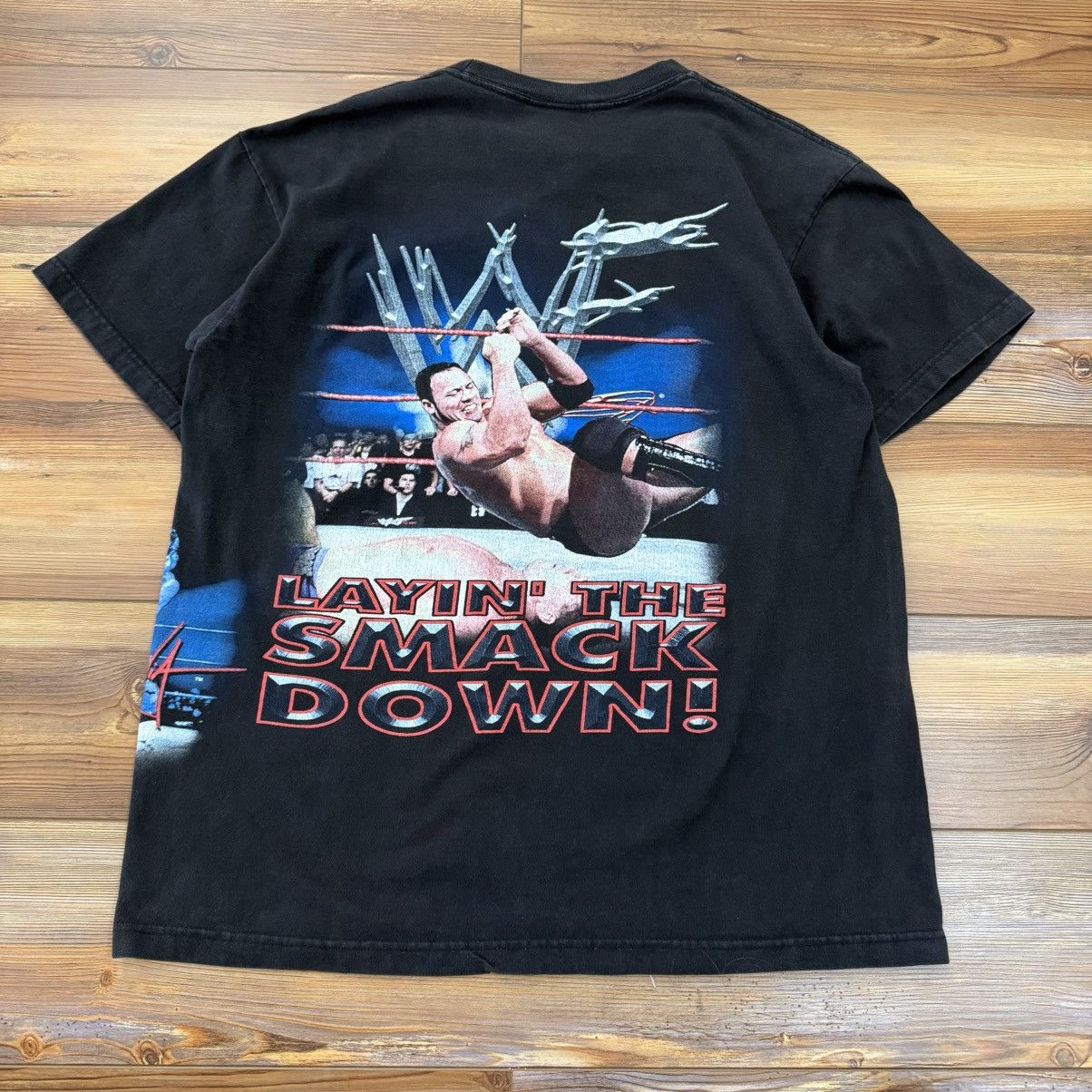 Other Vintage The Rock WWF Layin Smackdown Wraparound Black Shirt Size US L / EU 52-54 / 3 - 2 Thumbnail