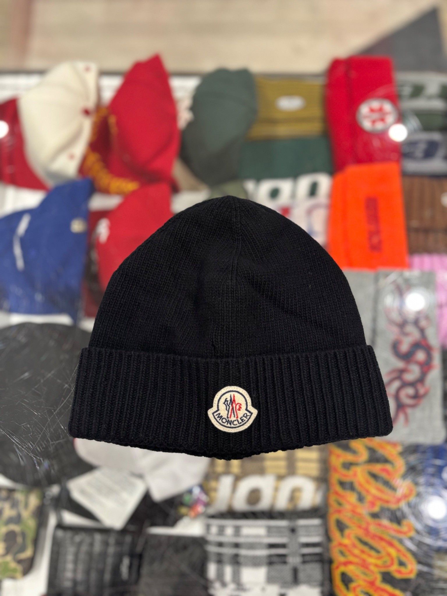 Moncler Moncler 1952 Big Logo Beanie Hat In Orange/black | Grailed