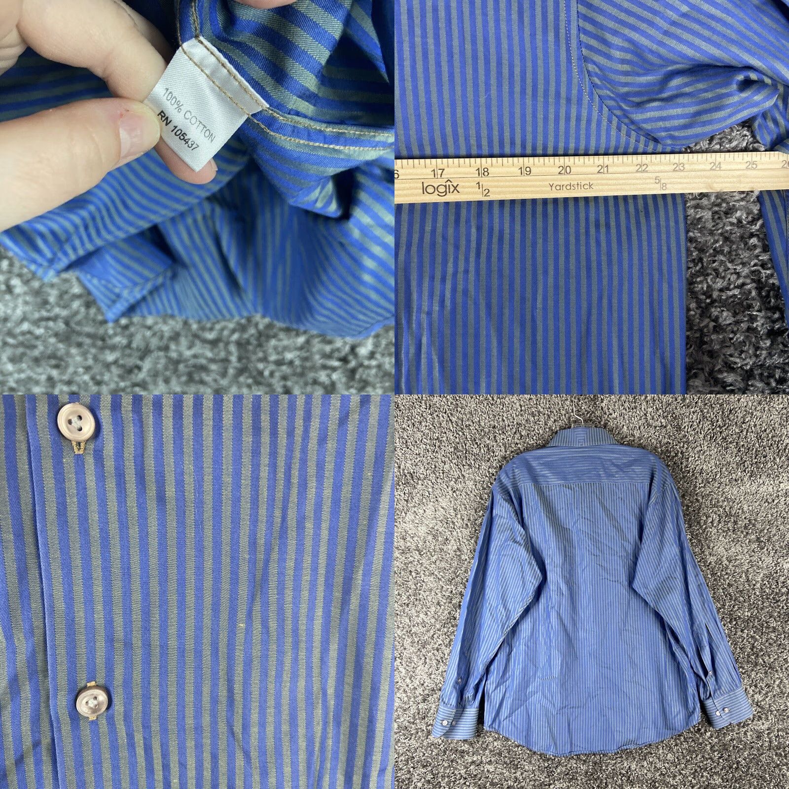 Vintage VINTAGE Vluxe by Lucky Nahum Dress Shirt Striped Blue Green Men L 16-16.5 41/42 Mens Size 42R - 8 Thumbnail