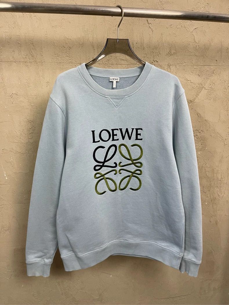 Loewe Loewe Sky blue embroidered logo round neck sweater Size L / US 10 / IT 46 - 1 Thumbnail