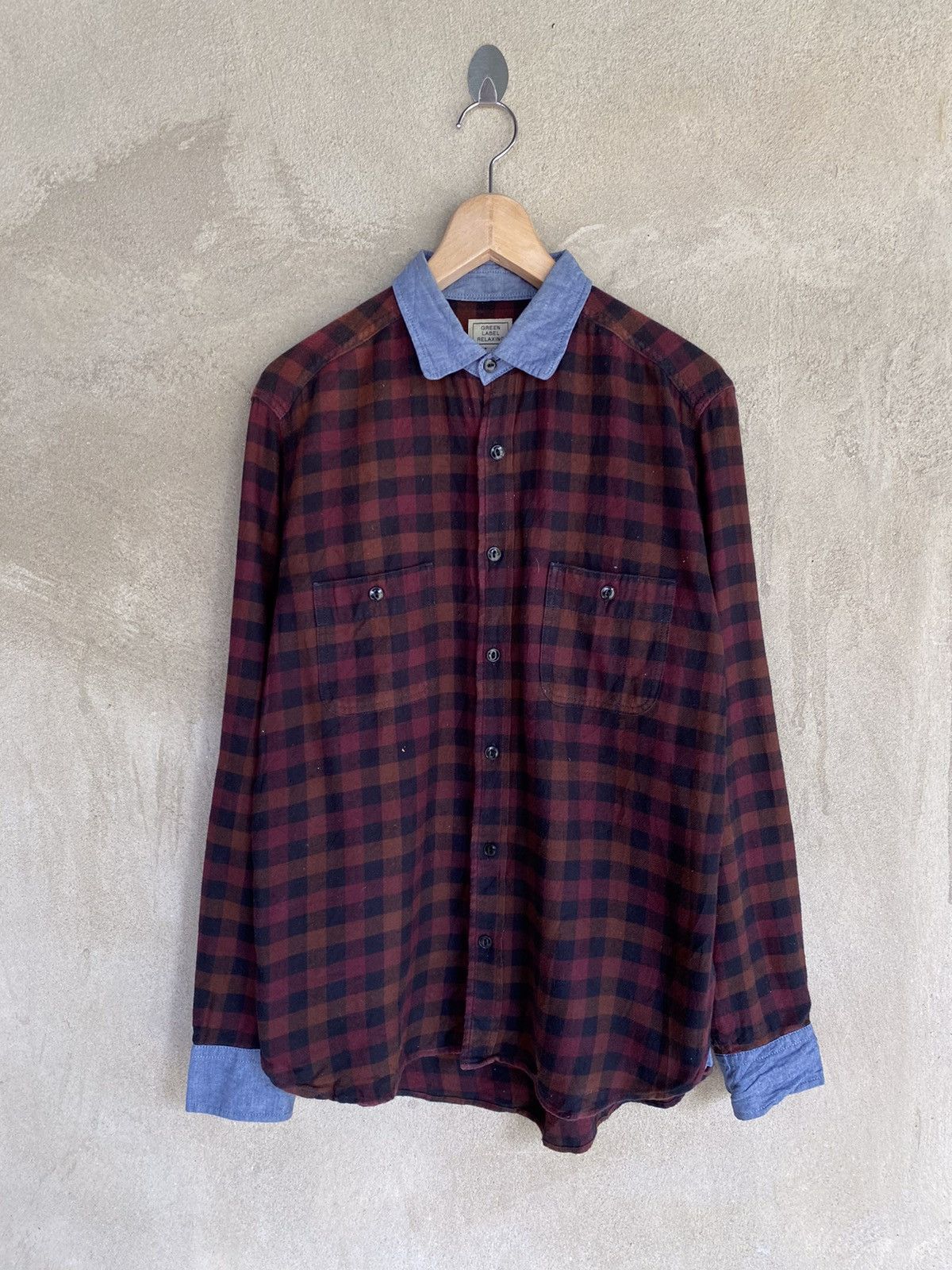 Vintage Japanese Brand Green Label Relaxing Flannel Shirt Size US M / EU 48-50 / 2 - 2 Thumbnail