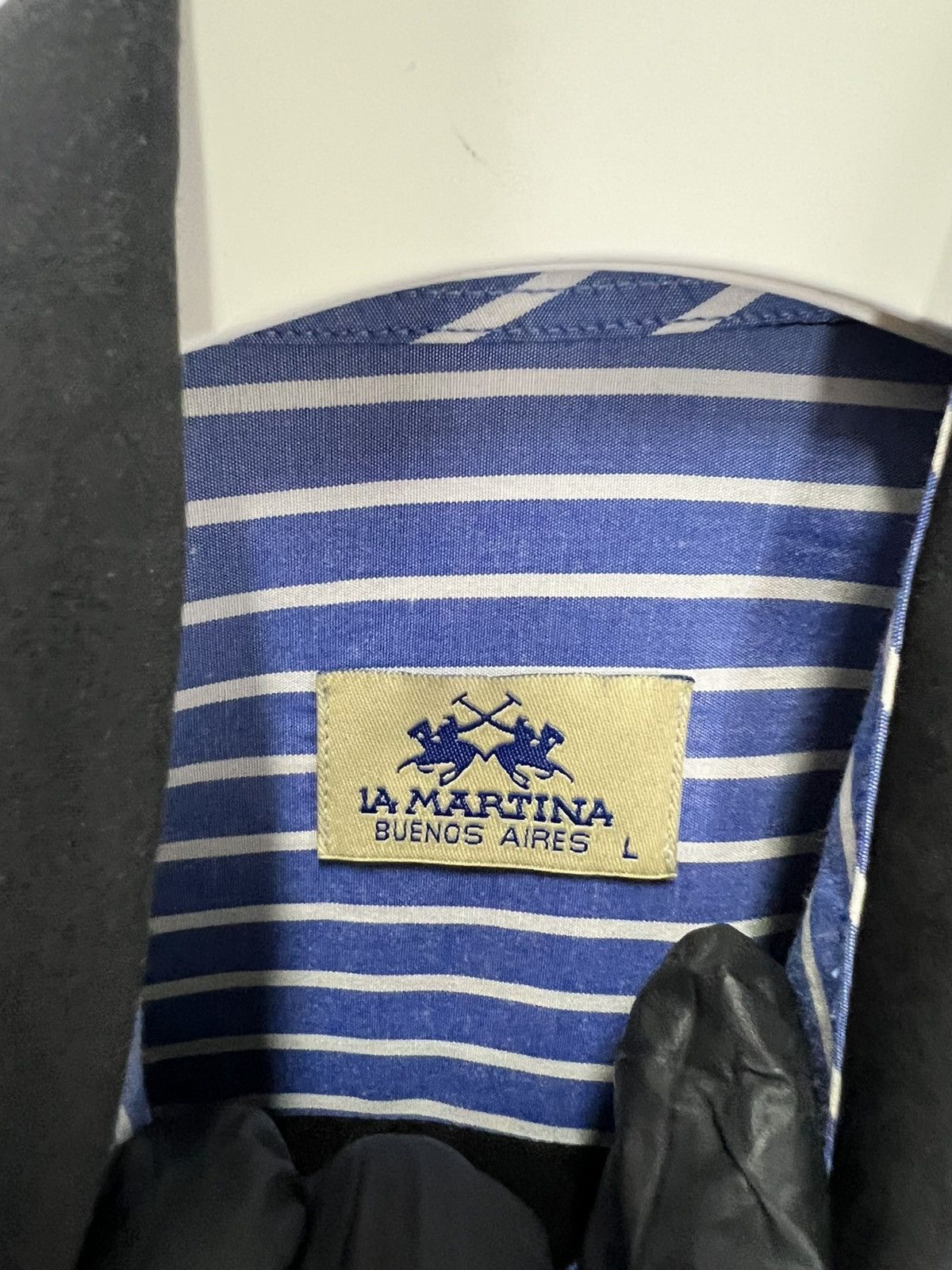 La Martina Vintage Streetwear La Martina Multi Logo Black Shirt Buton Size US L / EU 52-54 / 3 - 5 Thumbnail