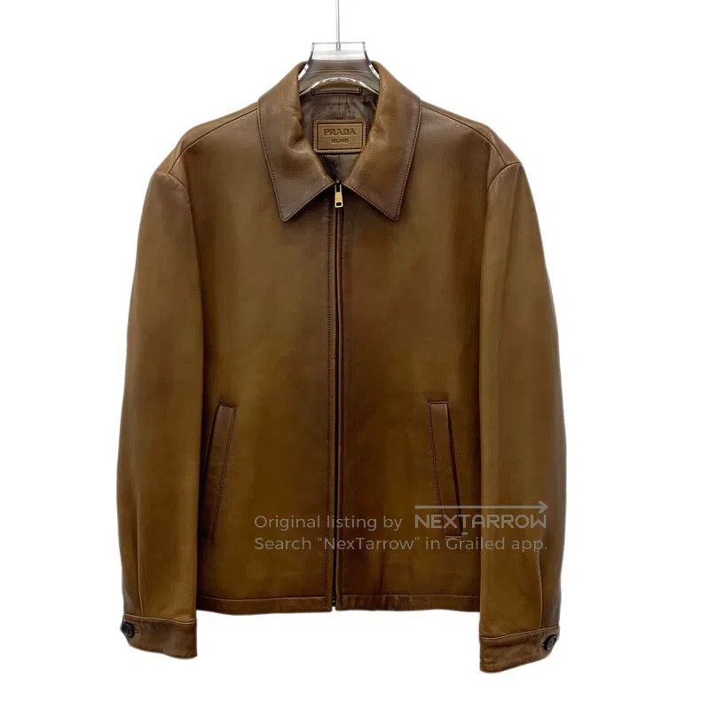 Prada Prada Brown sheepskin lapel zipper long-sleeved leather ja Size US M / EU 48-50 / 2 - 1 Thumbnail
