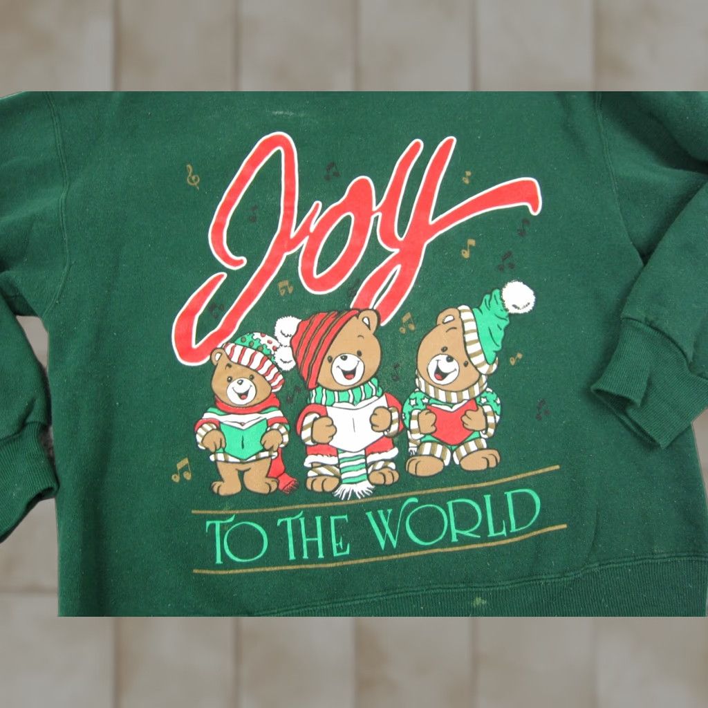 Vintage Vintage Christmas Sweatshirt Mens Medium 90s Green Santa Crew Neck Pullover Fleece Cotton Polyester Regular Size US M / EU 48-50 / 2 - 1 Thumbnail