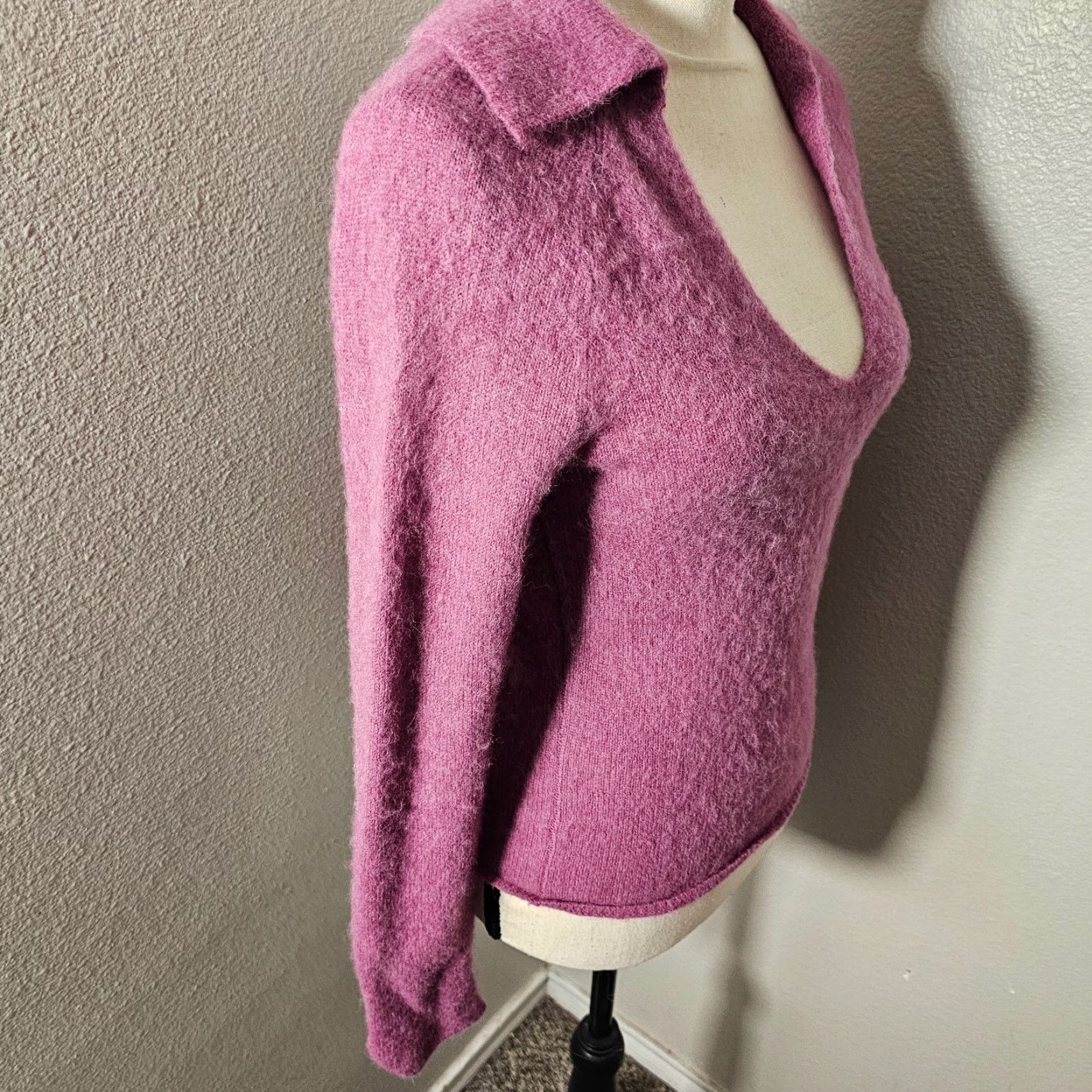 Vince Vince Women's Sweater Collared Long Sleeve Purple Alpaca Blend XS Womens Size XS / US 0-2 / IT 36-38 - 4 Thumbnail