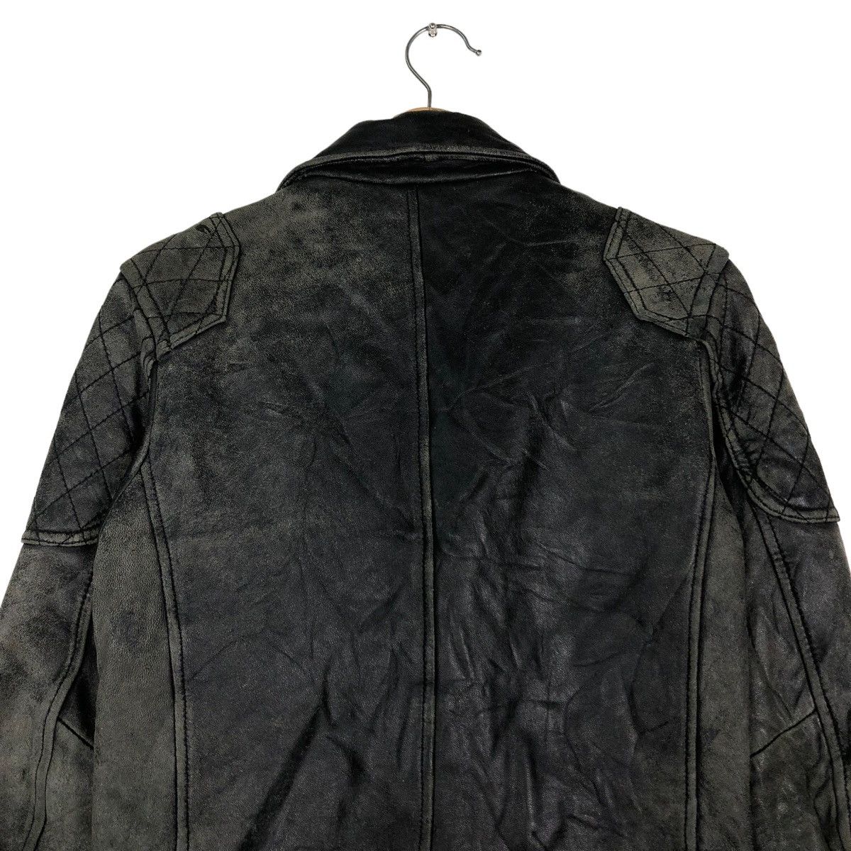 Genuine Leather 🔥VINTAGE FLY LEATHER JACKET CAFE RACER DOUBLE BREAST Size US S / EU 44-46 / 1 - 9 Thumbnail