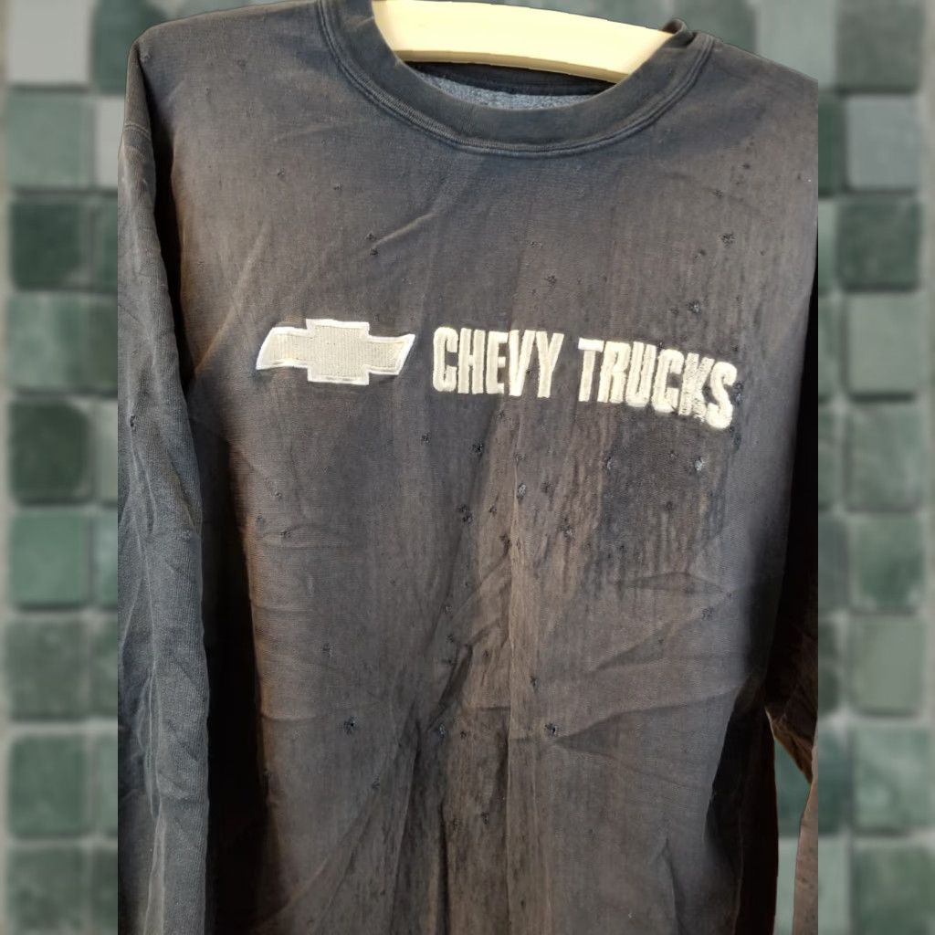 Vintage VINTAGE Chevrolet Sweatshirt | Sun Faded Distressed Black Reversed Weave XL Mens Pullover Sweatshirt Size US XL / EU 56 / 4 - 1 Thumbnail