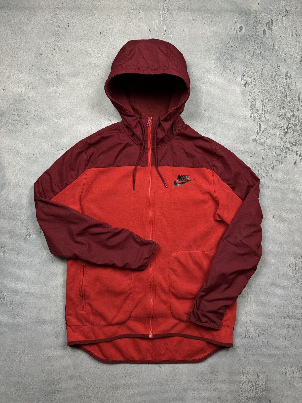 Nike Vintage Zipper Hooded Fleece Jacket Swoosh Logo y2k 90s