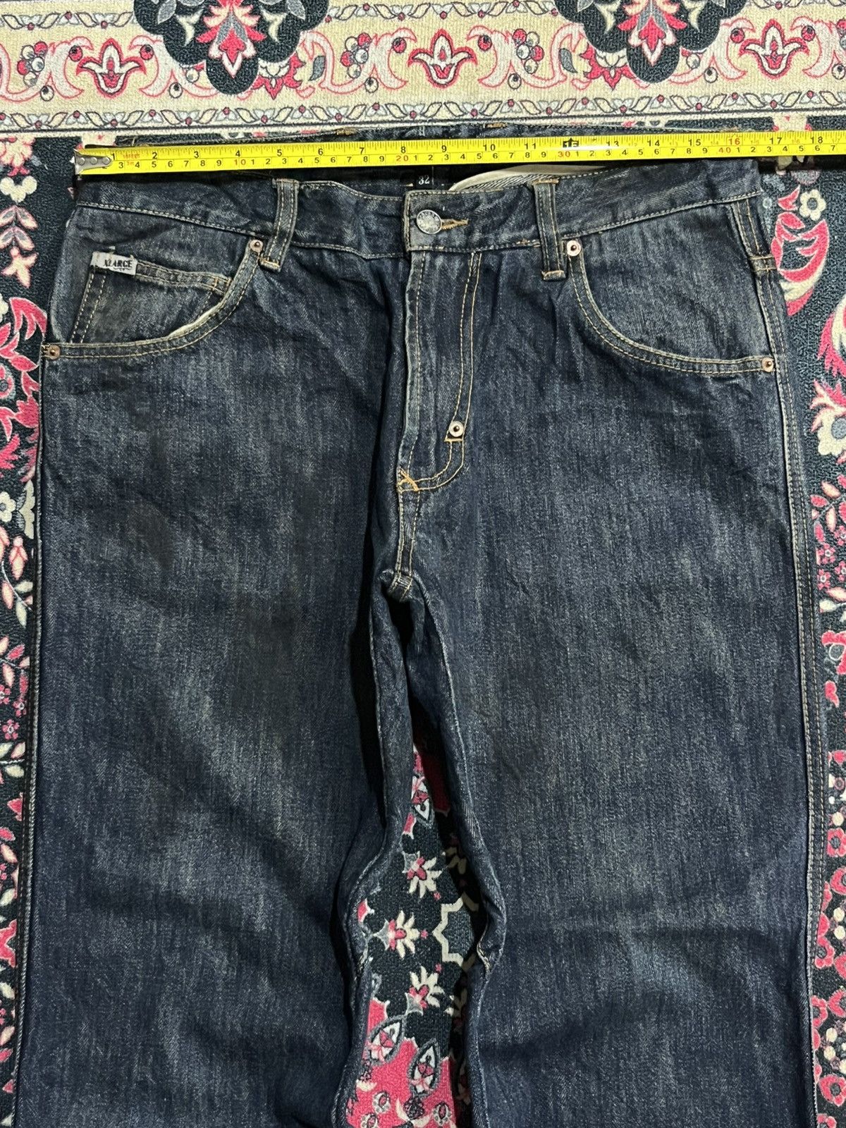 X-LARGE Vintage X-Large Dark Blue Washed Frayed Leg Loose Jeans Size US 32 / EU 48 - 12 Thumbnail