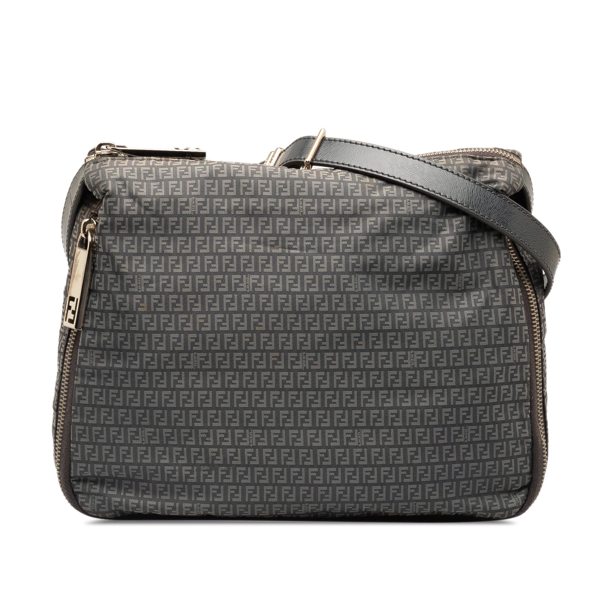 image of Fendi Zucchino Crossbody Bag in Grey, Women's