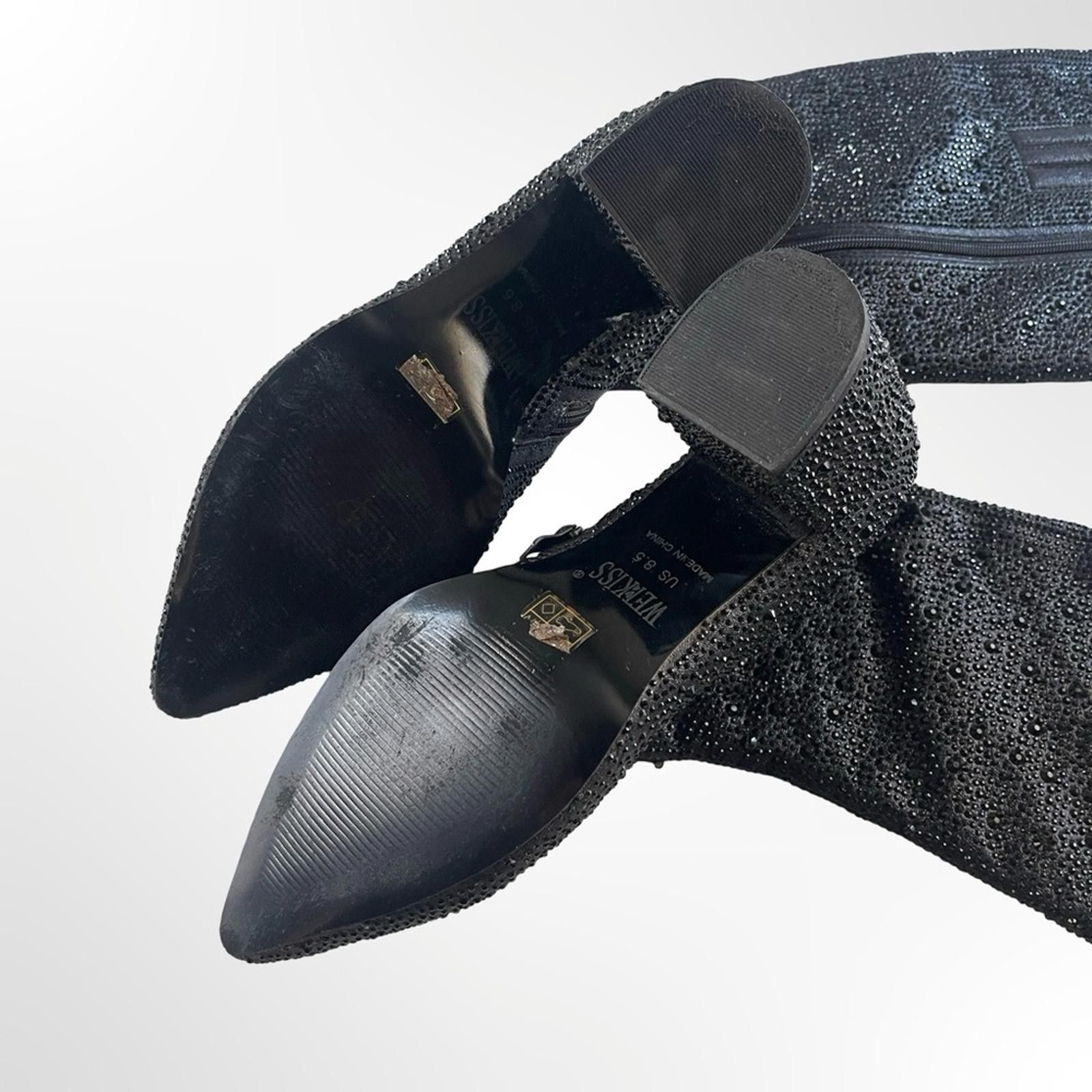 Other Wet Kiss Black Rhinestone Heeled Boots in many sizes avail Size US 6.5 / IT 36.5 - 6 Thumbnail