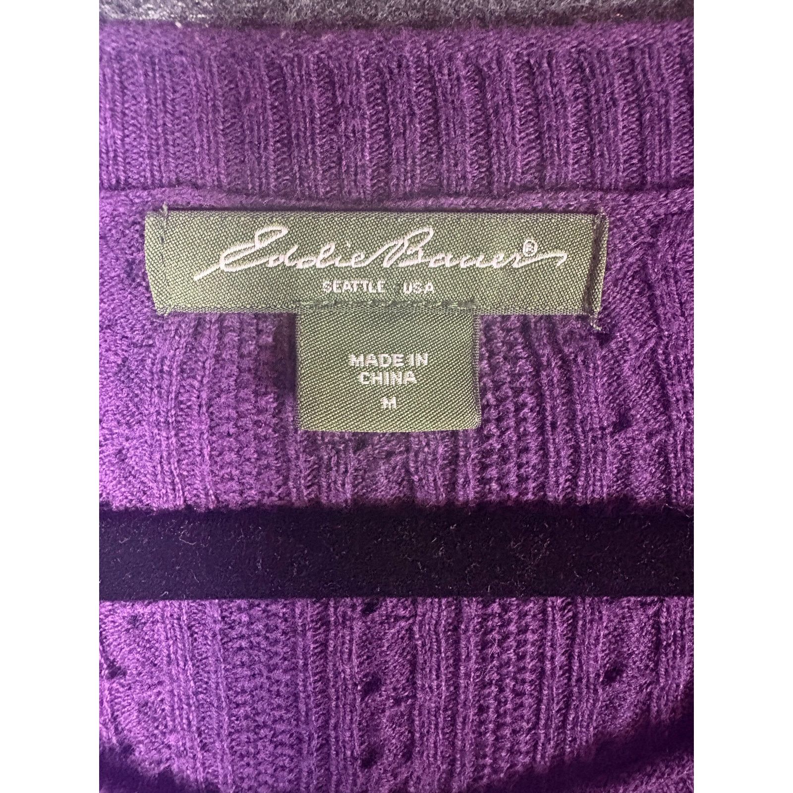 Eddie Bauer Eddie Bauer Purple Cable Knit Cardigan Women’s Medium #0488 Size M / US 6-8 / IT 42-44 - 4 Thumbnail