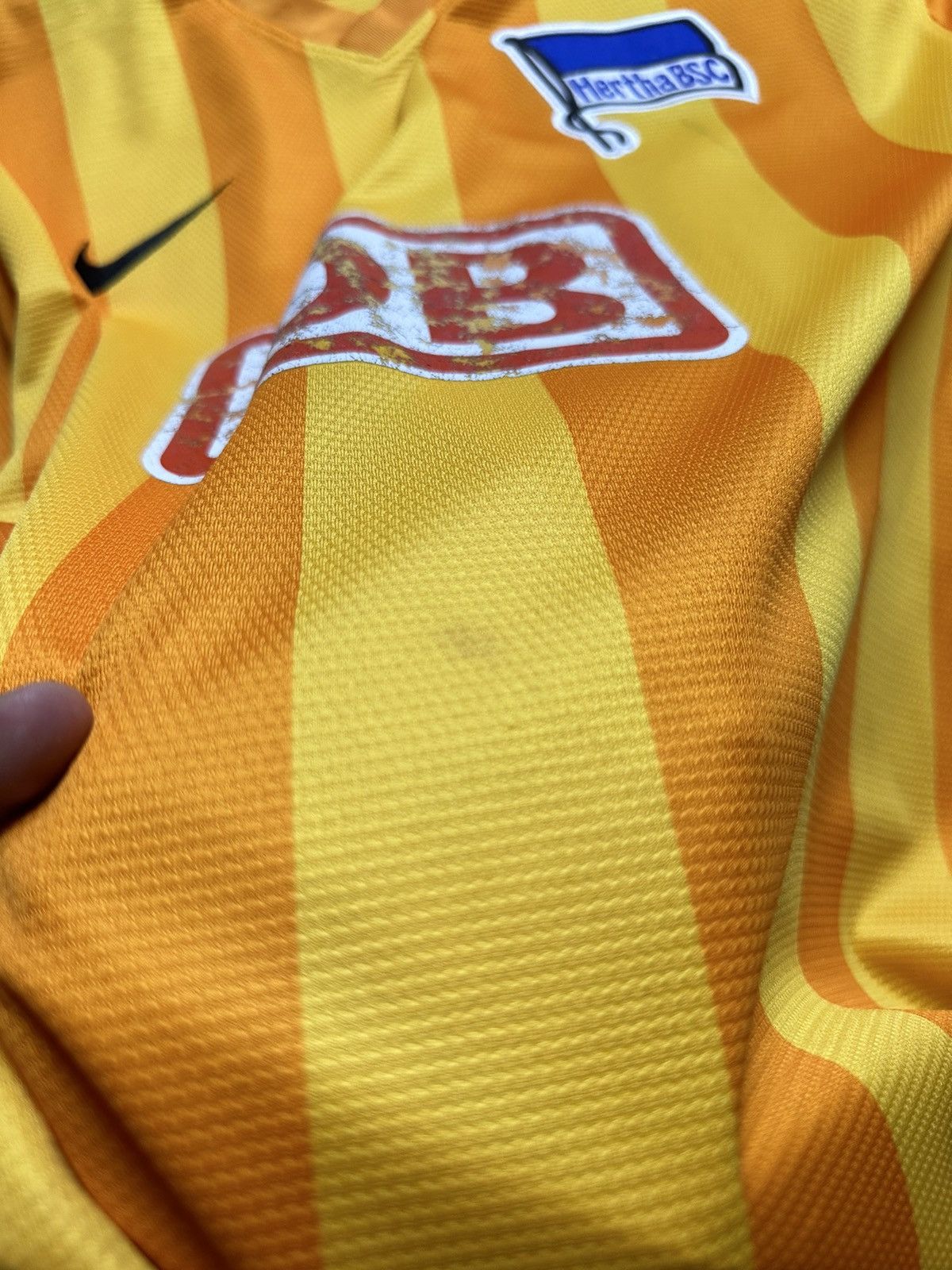 Nike × Vintage Vintage Nike Herta yellow rare soccer jersey size XXL Size US XXL / EU 58 / 5 - 9 Thumbnail