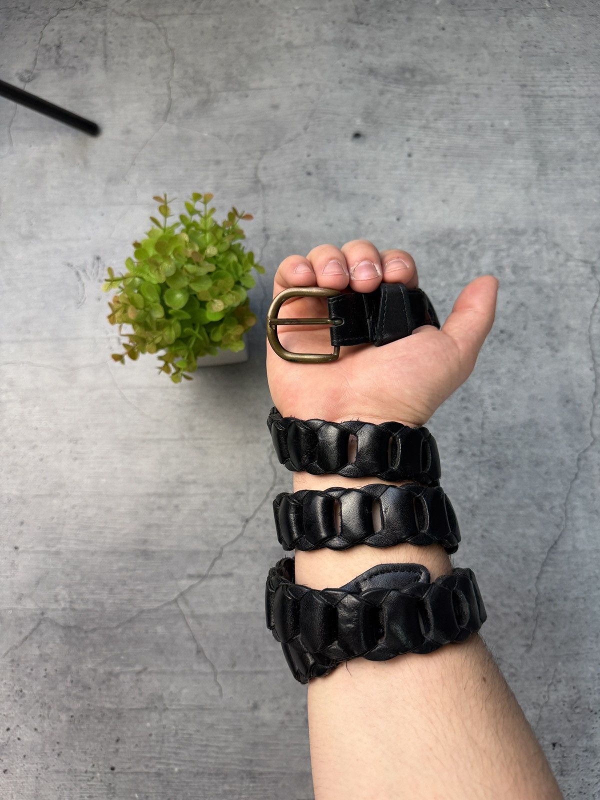 If Six Was Nine *Avant-Garde Real Faded Leather Y2K Belt Size ONE SIZE - 1 Thumbnail
