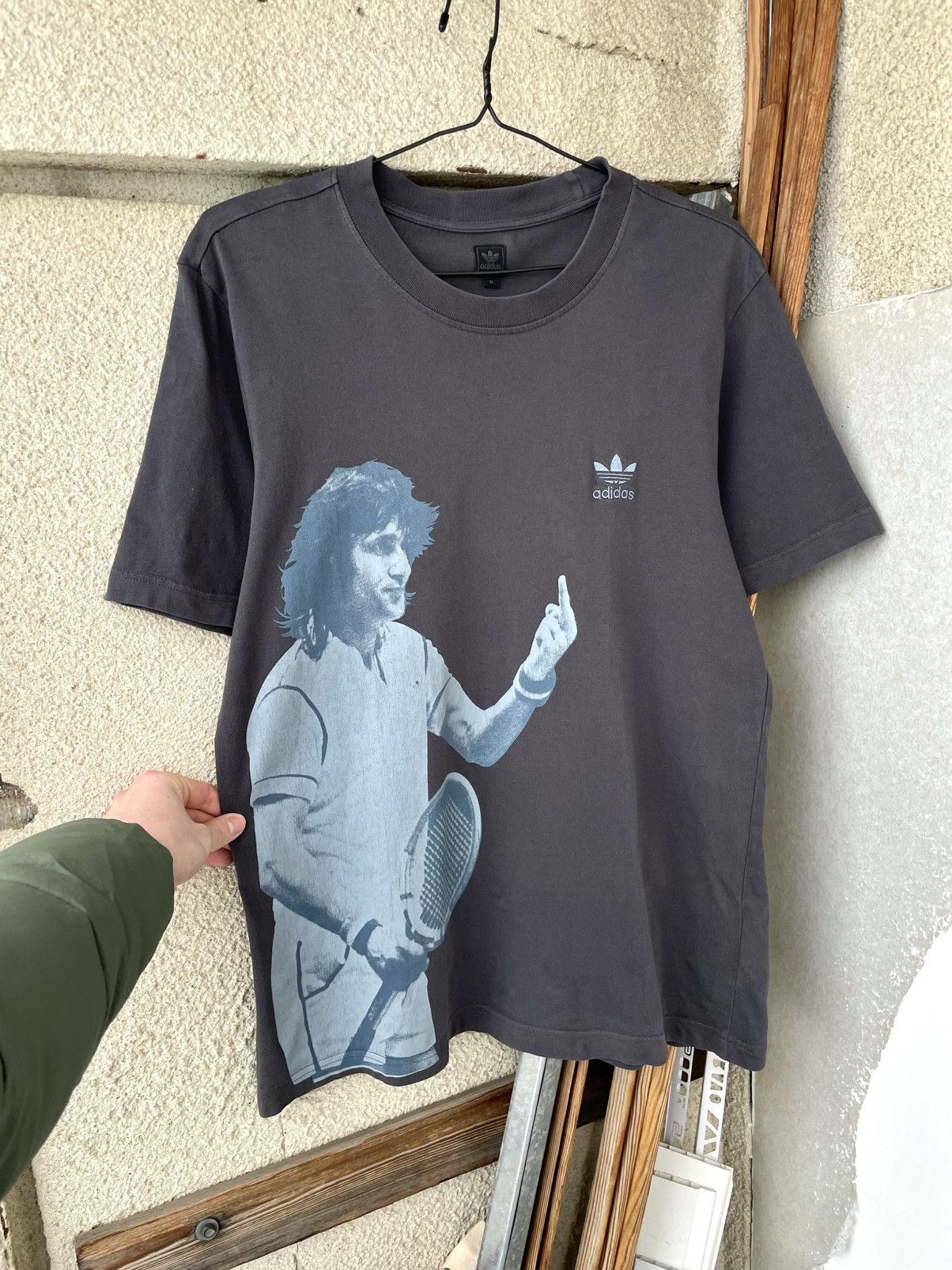 Adidas Vintage 00s Adidas Ilie Nastase Tennis Middle Finger T 