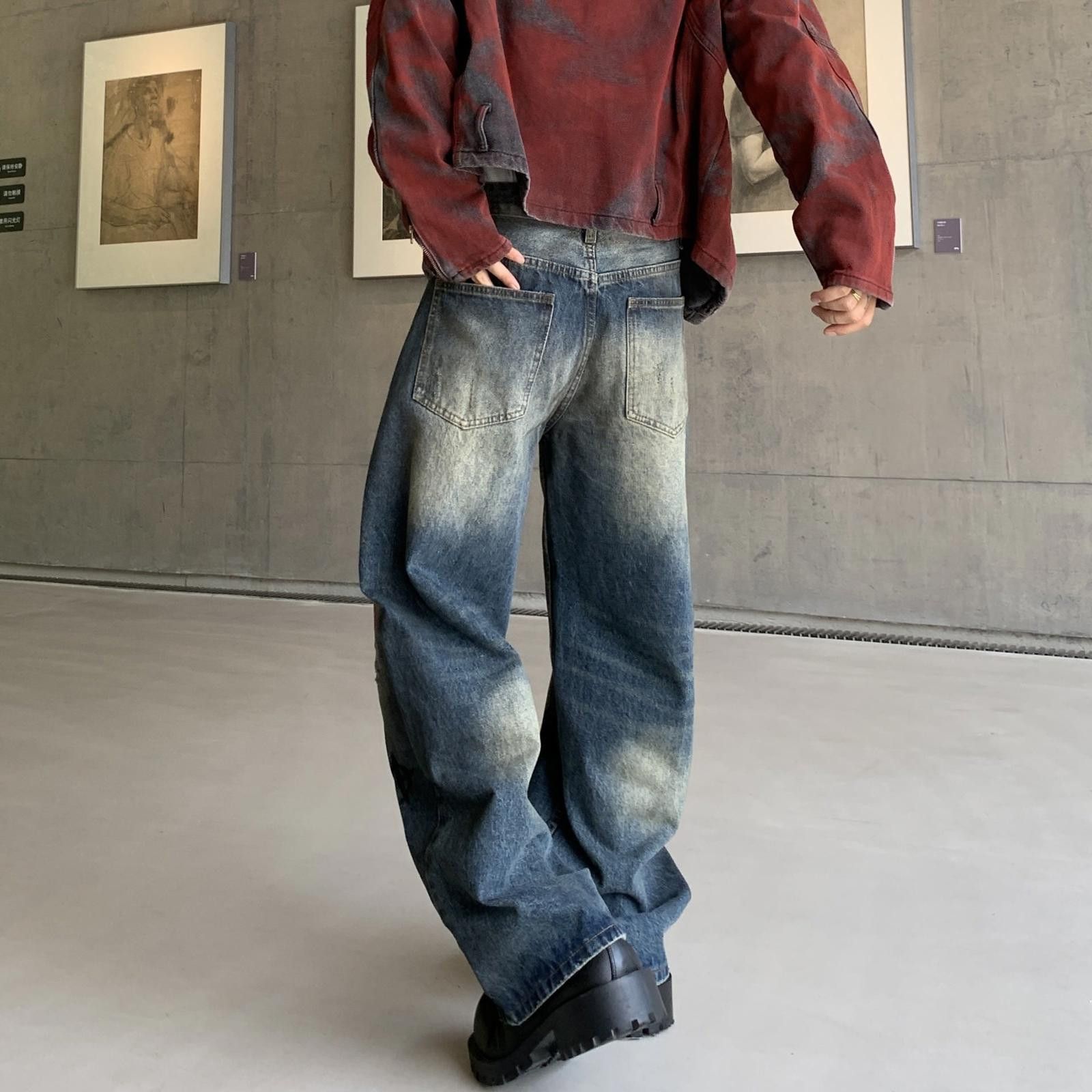 Vintage Distressed Relaxed Fit Graffiti Jeans, Baggy Denim Size US 32 / EU 48 - 4 Thumbnail