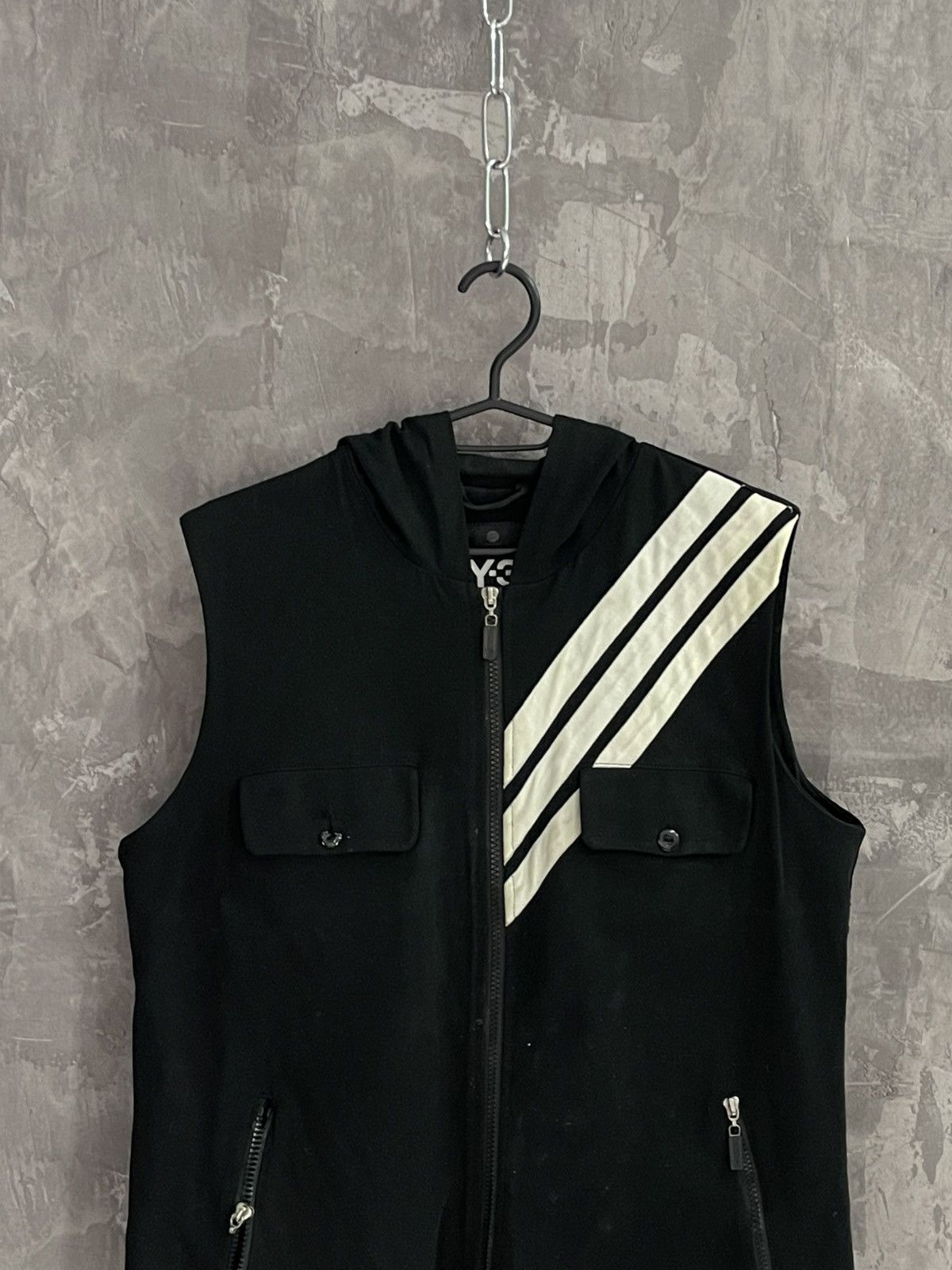 Yohji Yamamoto Adidas Y-3 Yohji Yamamoto Striped Design Vest with Hood Size US M / EU 48-50 / 2 - 2 Thumbnail