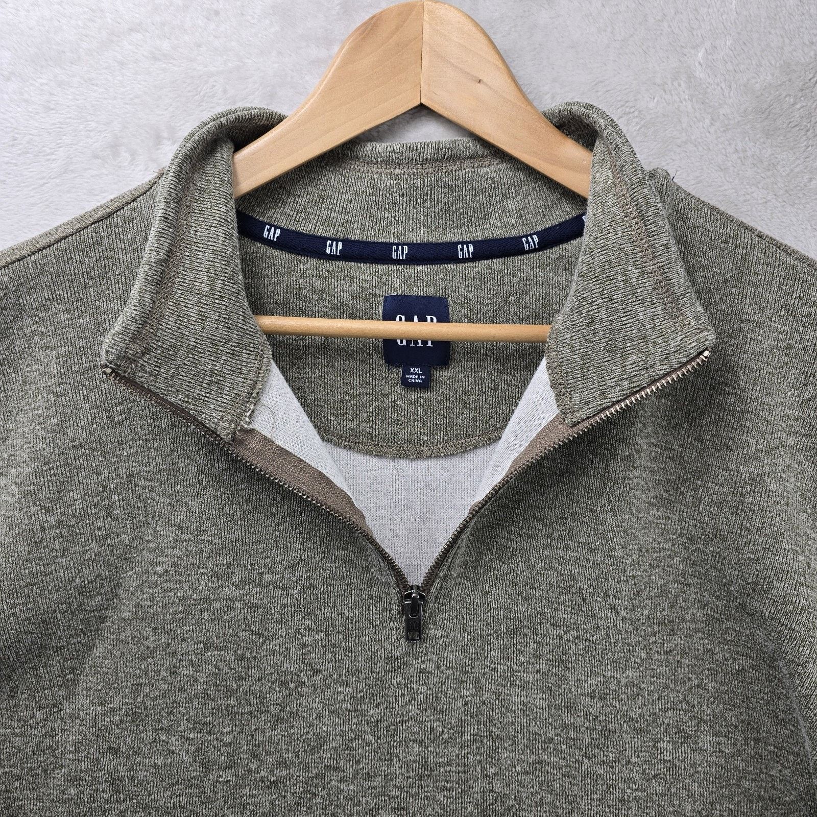 Gap Gap 1/4 Zip Sweatshirt Mens XXL Tan Long Sleeve Sweater Size US XXL / EU 58 / 5 - 4 Thumbnail