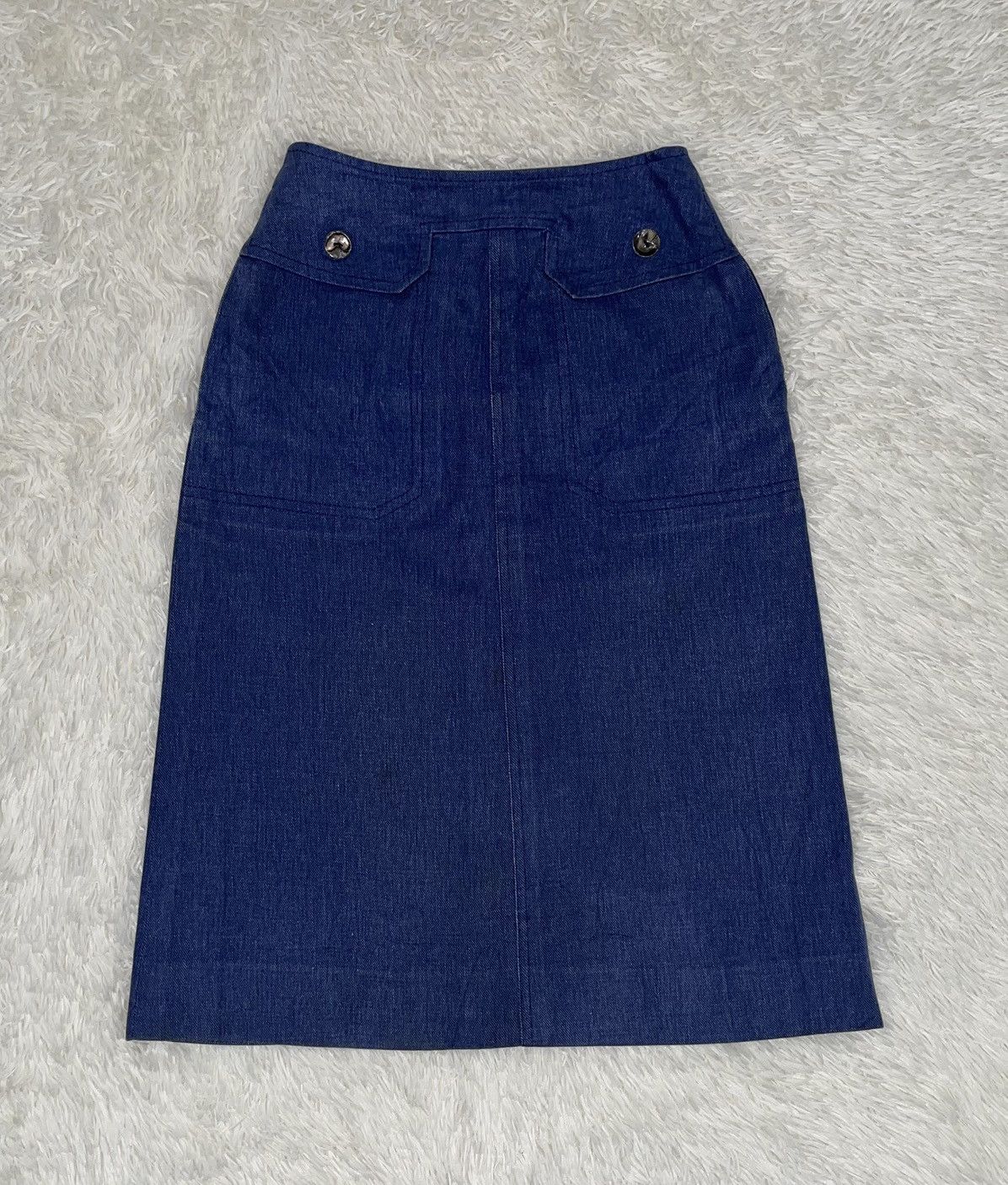 Celine Vintage Celine Paris Denin Midi Skirt Size 24" / US 00 / IT 34 - 1 Thumbnail