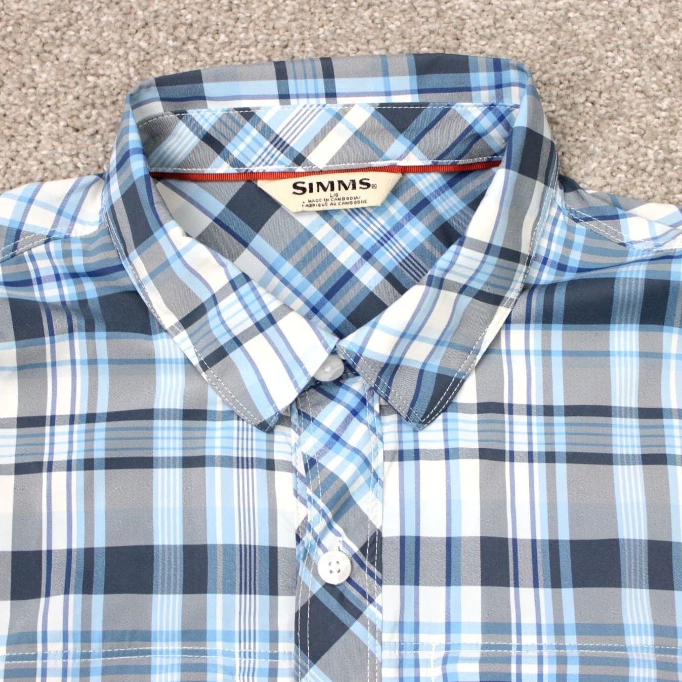 Vintage Simms Shirt Mens Large Blue Plaid Brrr Nylon Stretch Button-Up Long Sleeve Fishing Shirt Size US L / EU 52-54 / 3 - 4 Thumbnail
