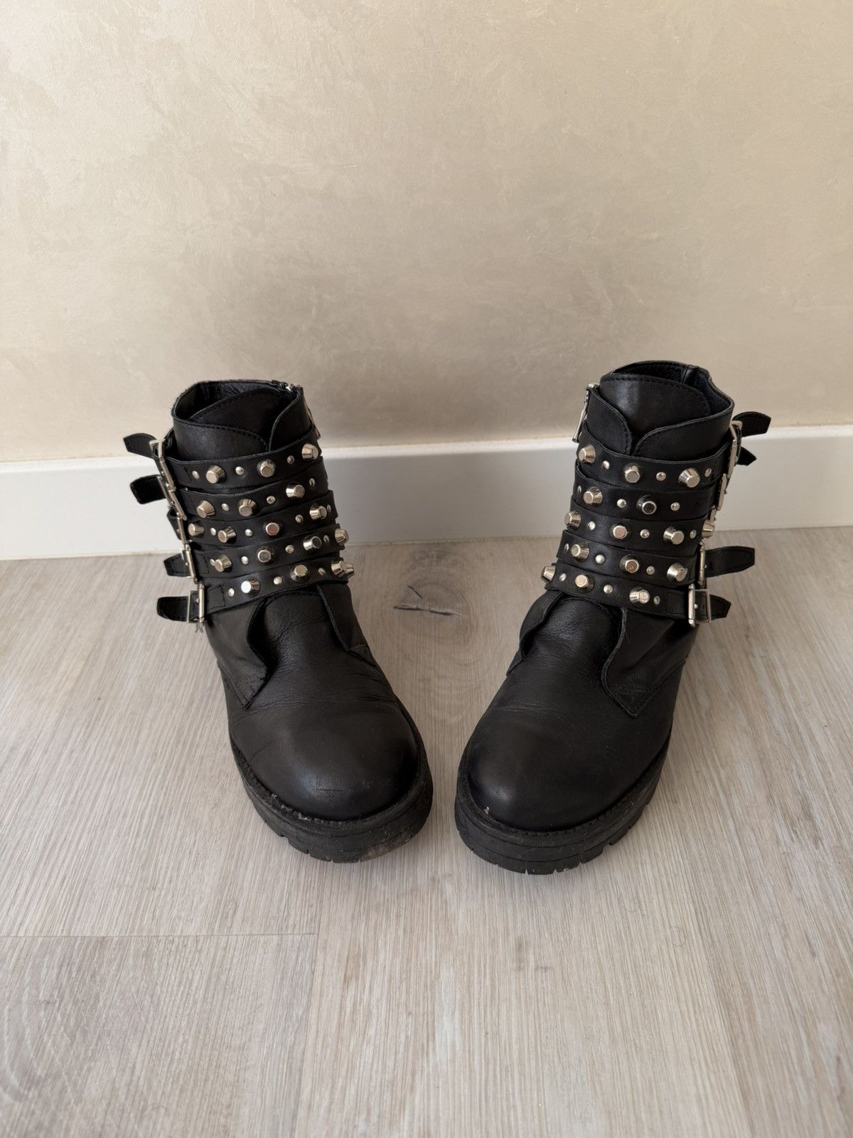 A.S.98 AS 98 Vibe Artisan Black Leather Side Zip Ankle Biker Boots Size US 6.5 / EU 39-40 - 3 Thumbnail