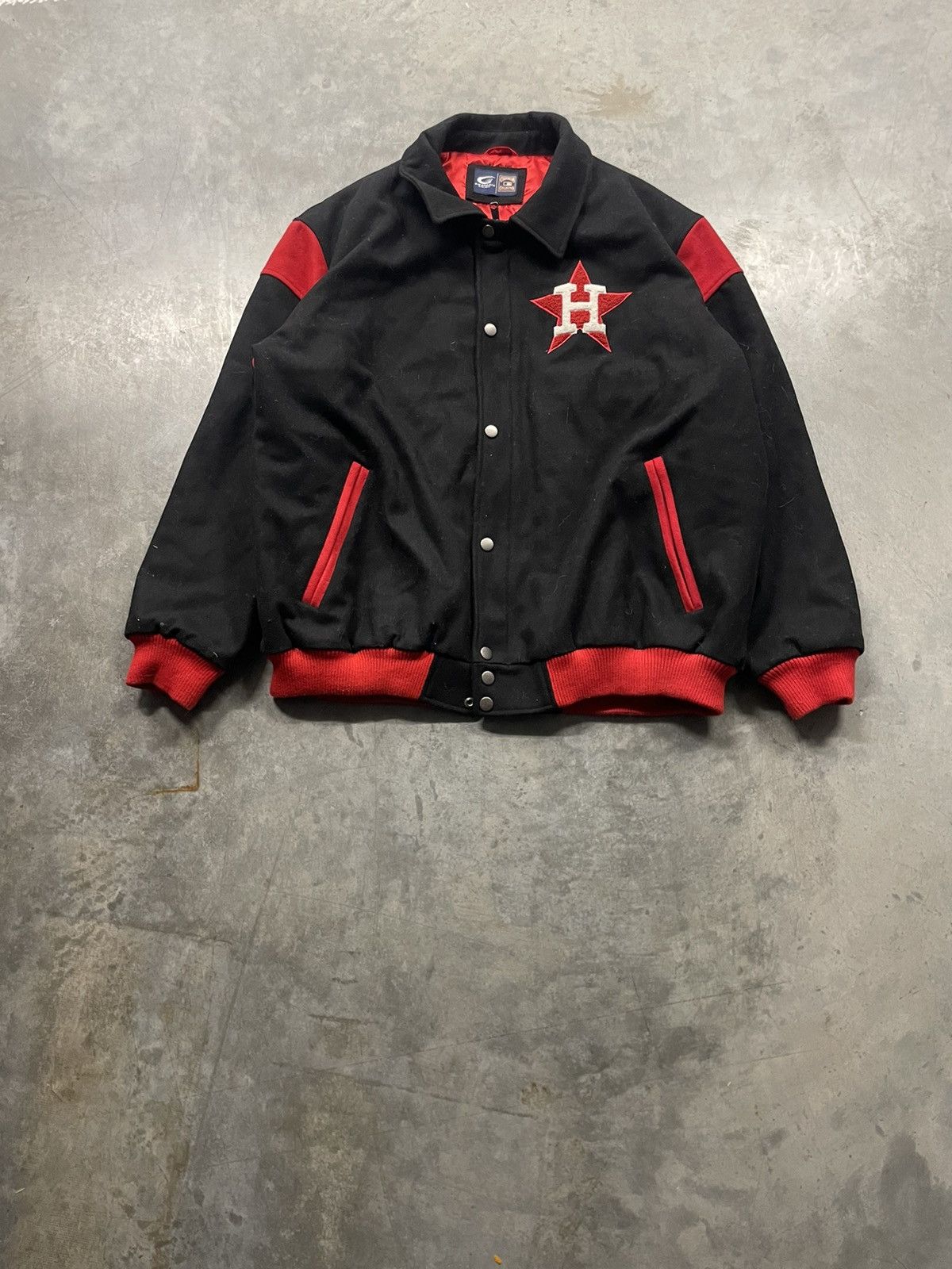 Image of Vintage Houston Astros Wool Varsity Jacket in Black, Men's (Size 2XL)