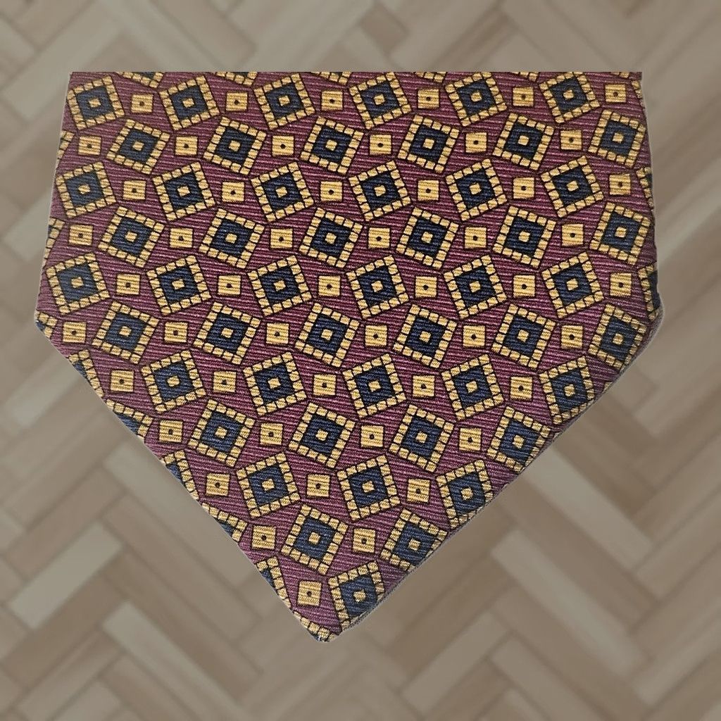 Brooks Brothers VINTAGE Brooks Brothers Makers RedBlue Gold 3.5'' Necktie Silk Handmade USA Geometric Medallion Tie Classic 57-60in Men Size ONE SIZE - 1 Thumbnail