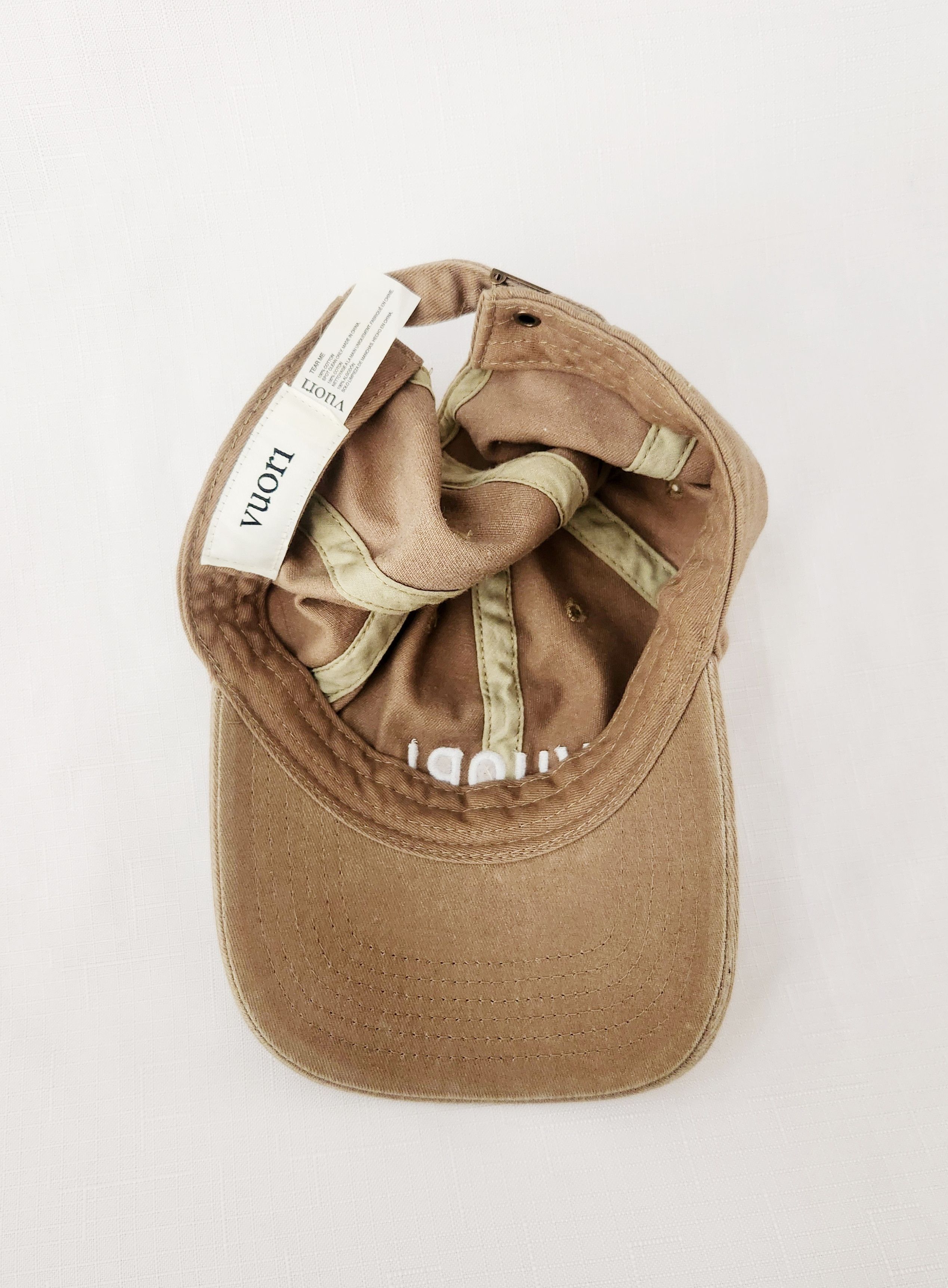 Vuori Vuori Hat Spell Out Ball Cap Khaki Brown Camel Embroidered Size ONE SIZE - 8 Thumbnail