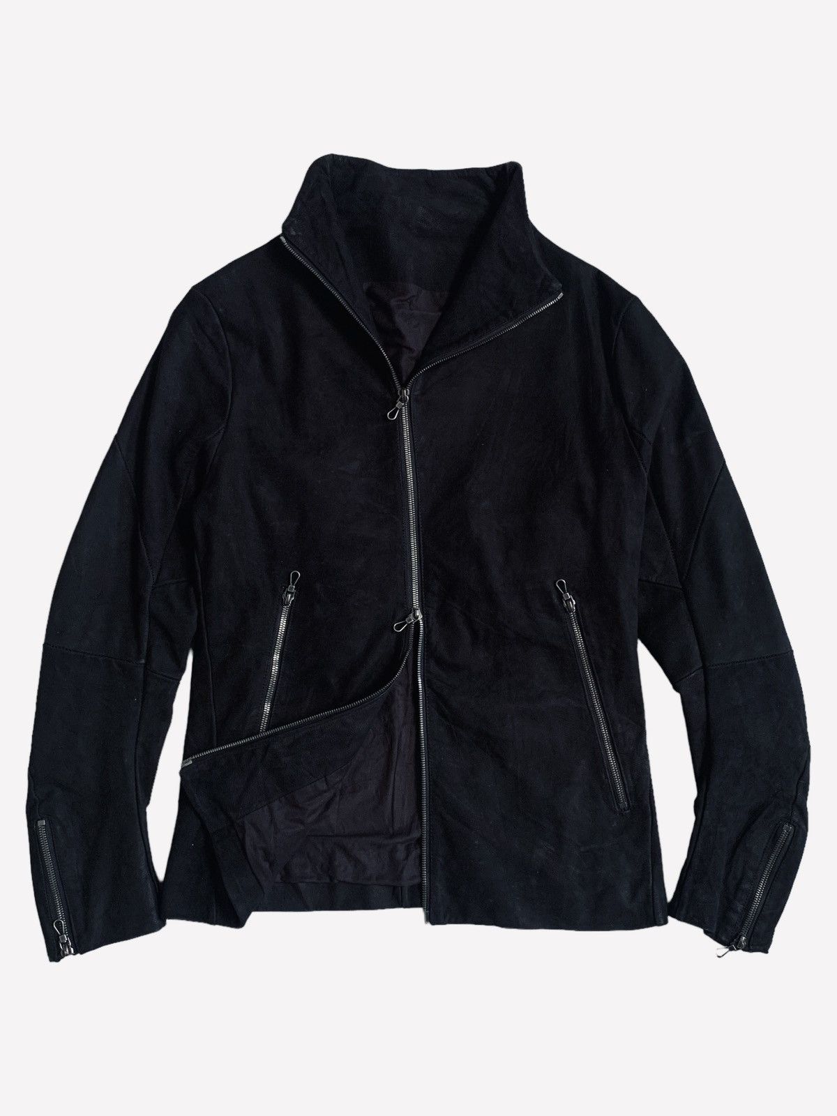 Gene Par Yukio Mishiba 2000s Yukio Mishiba - Asymetrical Suede Leather Jacket Size US M / EU 48-50 / 2 - 4 Thumbnail