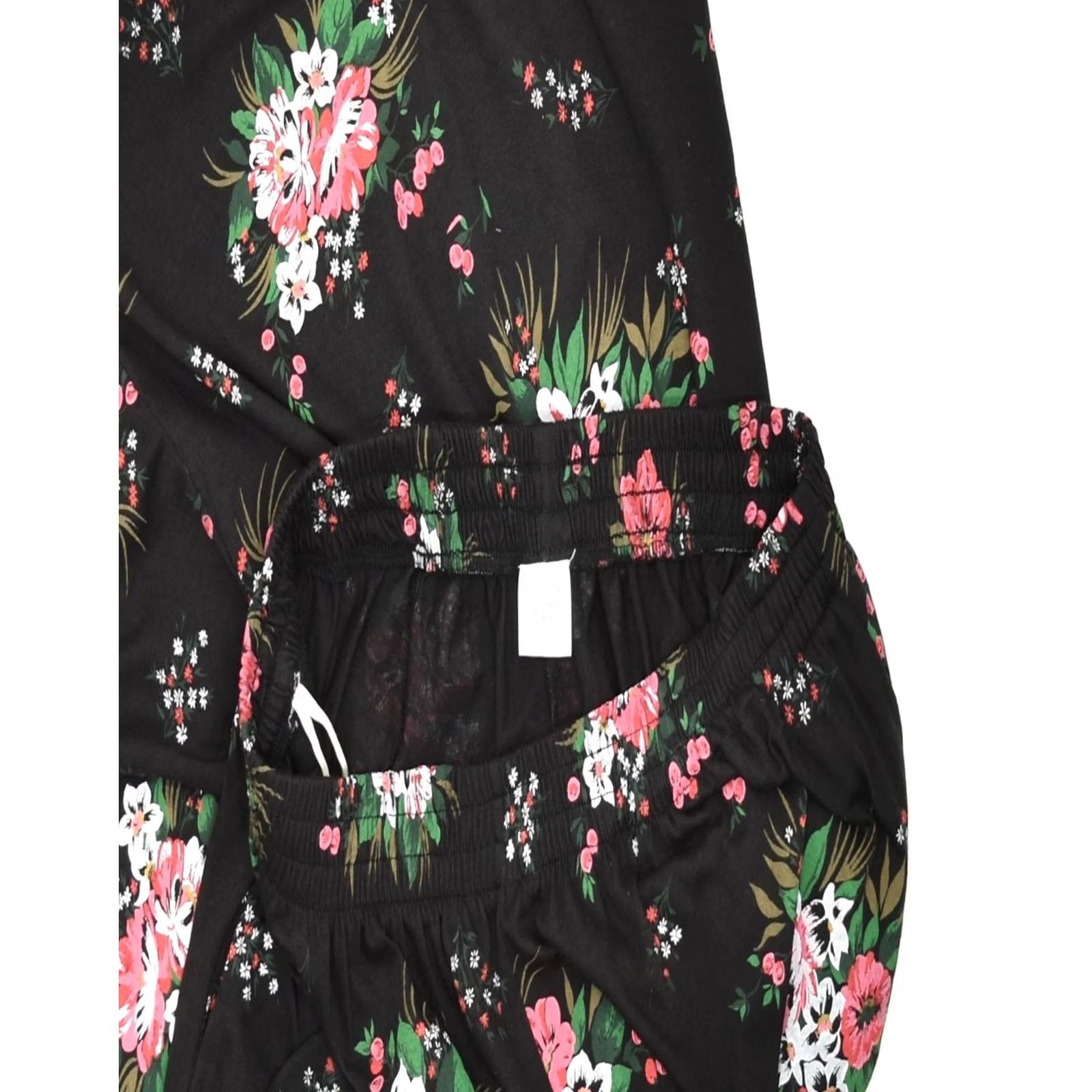 Vintage VINTAGE Womens A-Line Skirt Black Floral Polyester Medium W30 IT 44 Size 32" / US 10 / IT 46 - 3 Thumbnail