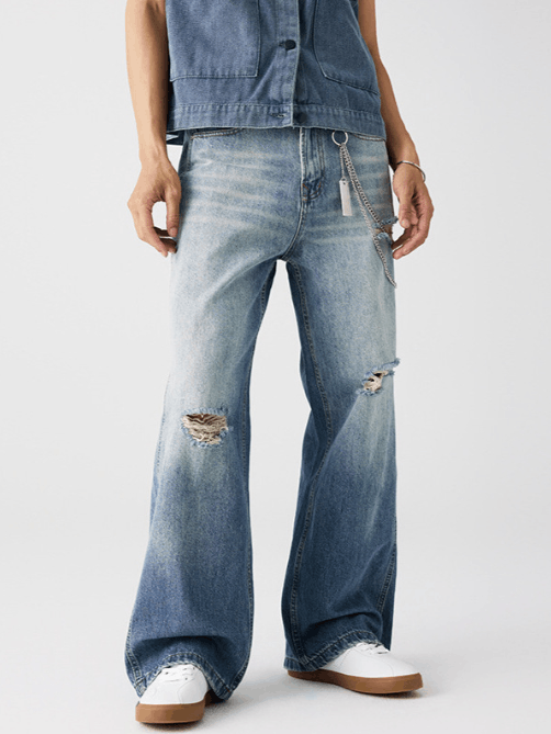 Japanese Brand × Jean American style high street washed gradient ripped jeans Size US 32 / EU 48 - 1 Thumbnail