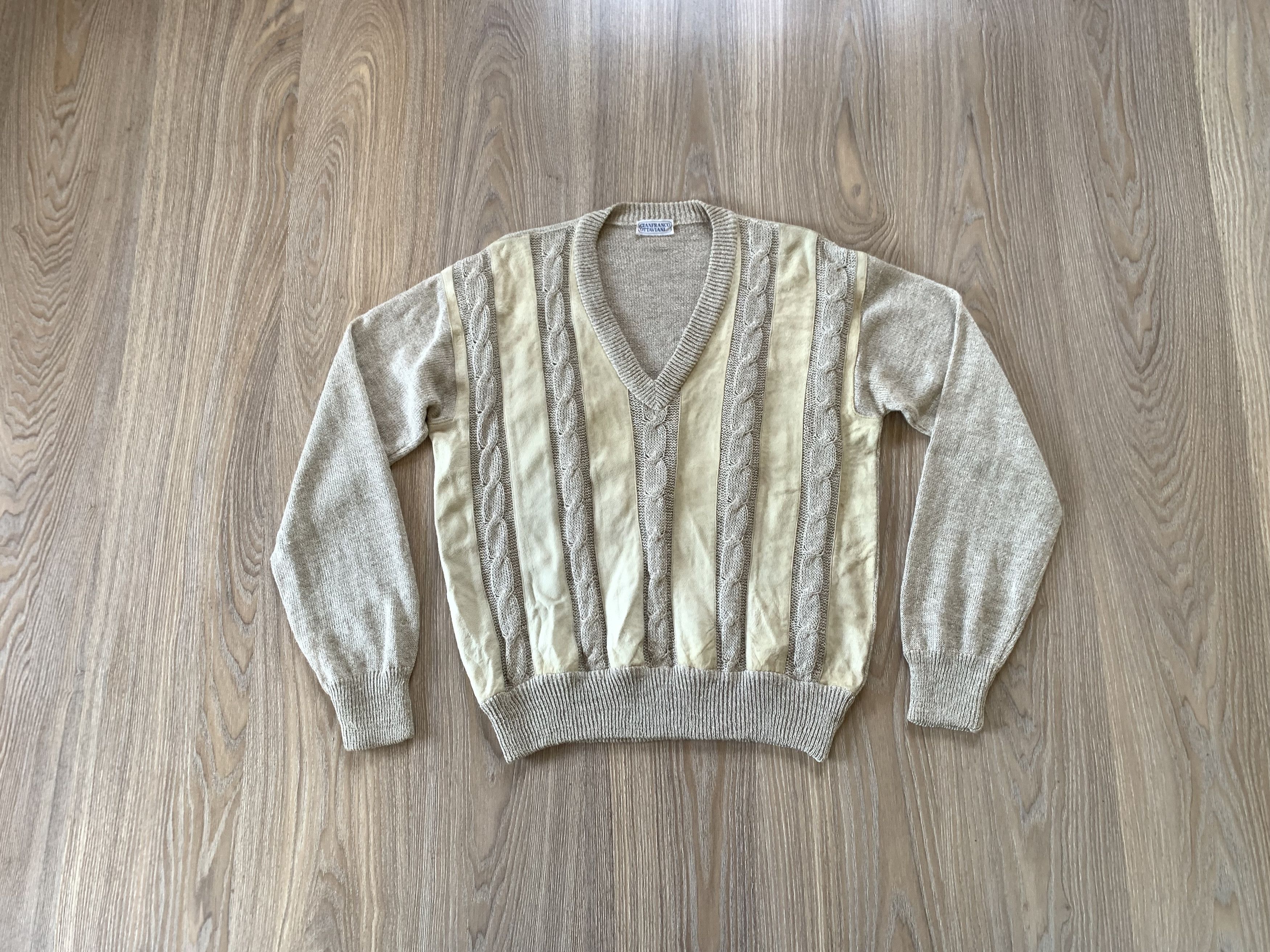 Vintage Gianfranco Ottaviani Combined Leather Linen Sweater