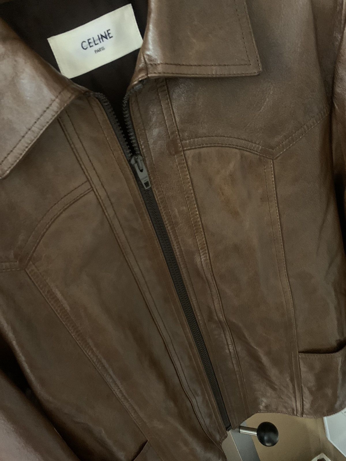 Celine Celine 2023FW Western Brown Lambskin Blouson Zip Jacket Size US S / EU 44-46 / 1 - 4 Thumbnail