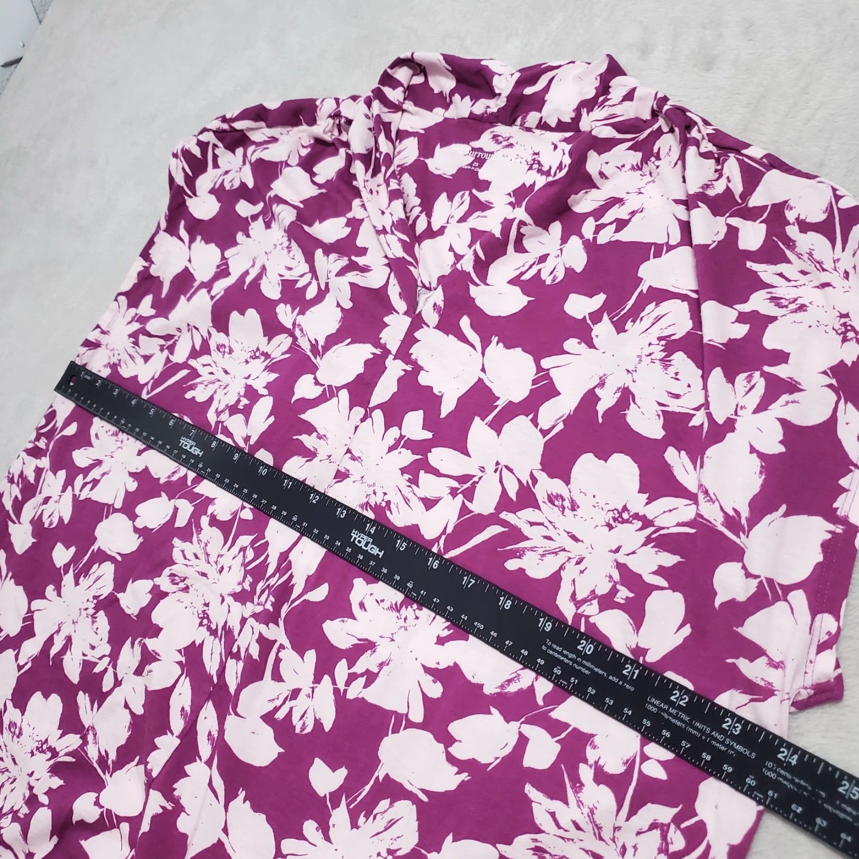Soft Surroundings VINTAGE Soft Surroundings Top Women 2X Purple Floral Cotton Modal V Neck Short Sleeve Bohemian Tunic Shirt Womens Size XXL / US 16-18 / IT 52-54 - 6 Thumbnail