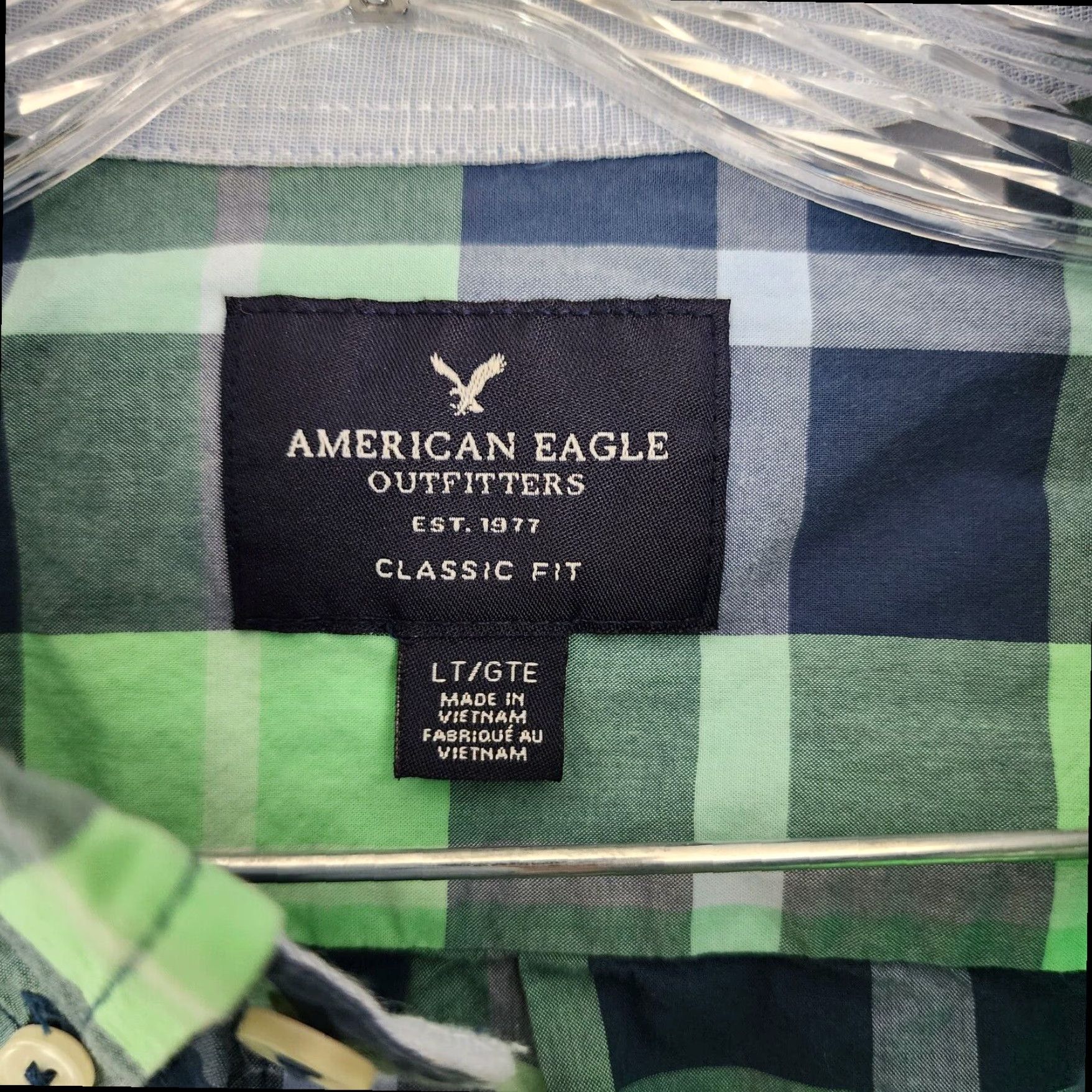 American Eagle Outfitters American Eagle Plaid Button Up Shirt Mens Long Sleeve Big & Tall Green Blue Size US L / EU 52-54 / 3 - 4 Thumbnail