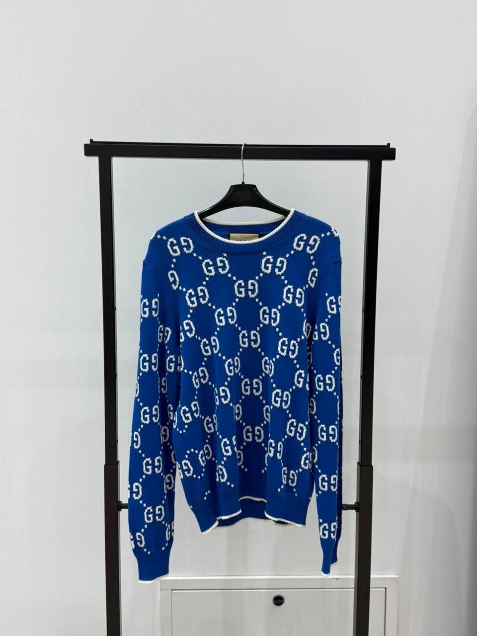 CC28 Jumbo GG Jacquard Crewneck Sweater in Blue